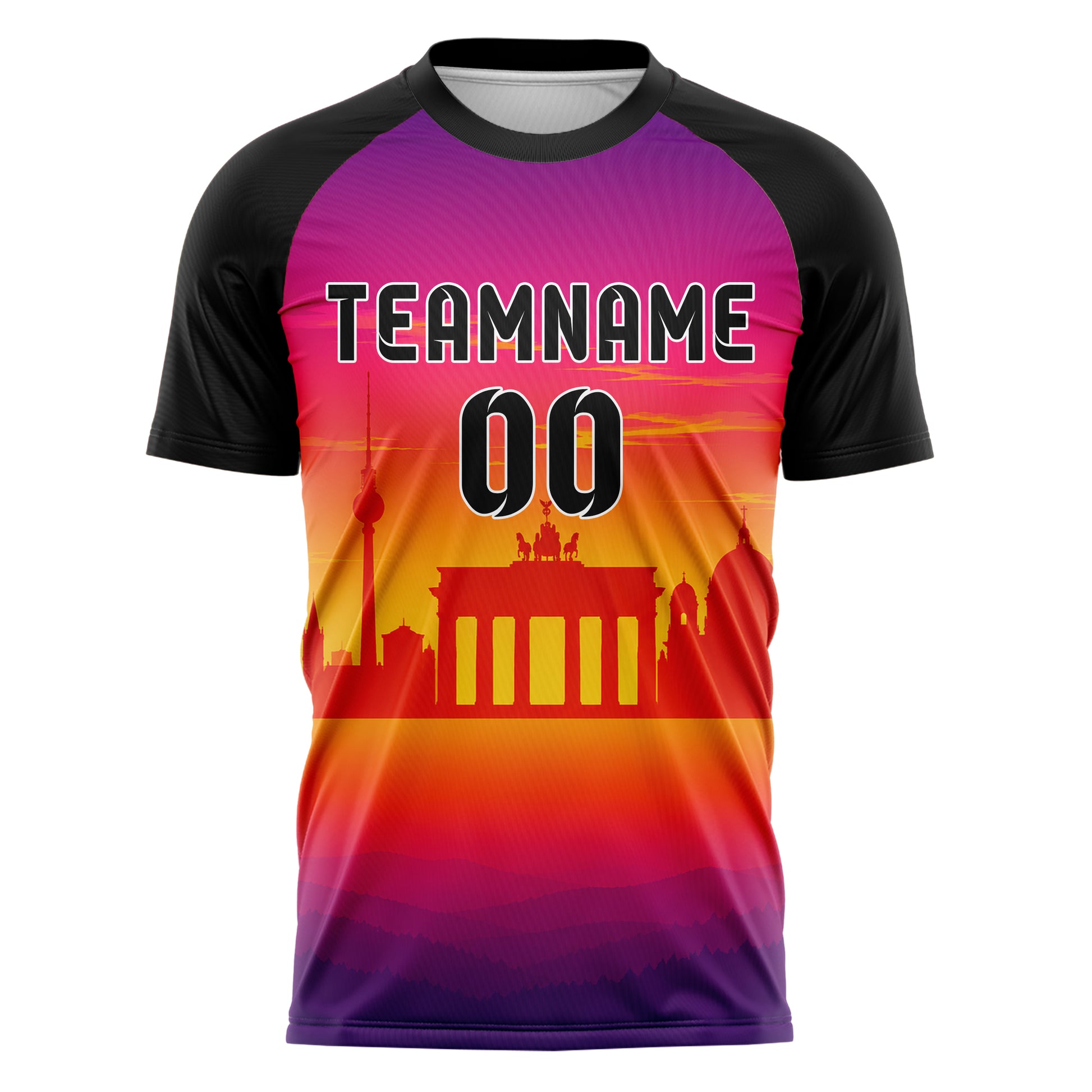 Orange Berlin Skyline Design 15-0162 individuelles Fußballtrikot front