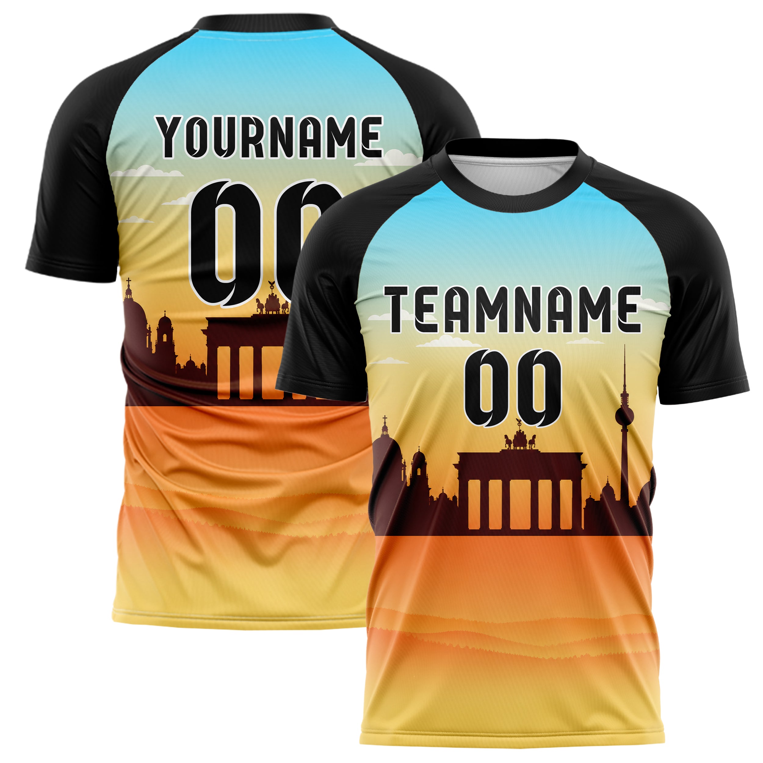 Gelb Berlin Skyline Design 15-0165 individuelles Fußballtrikot main