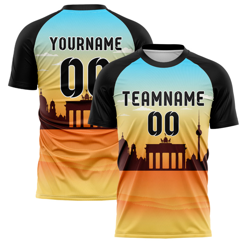 Gelb Berlin Skyline Design 15-0165 individuelles Fußballtrikot main