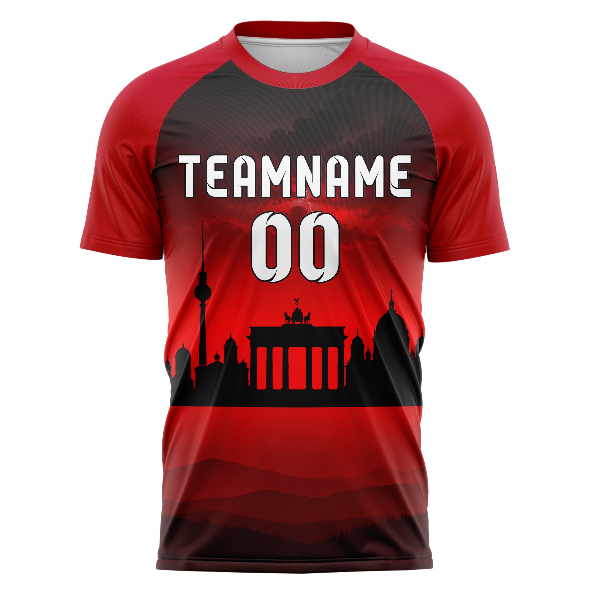 Schwarz Berlin Skyline Design 15-0167 individuelles Fußballtrikot front