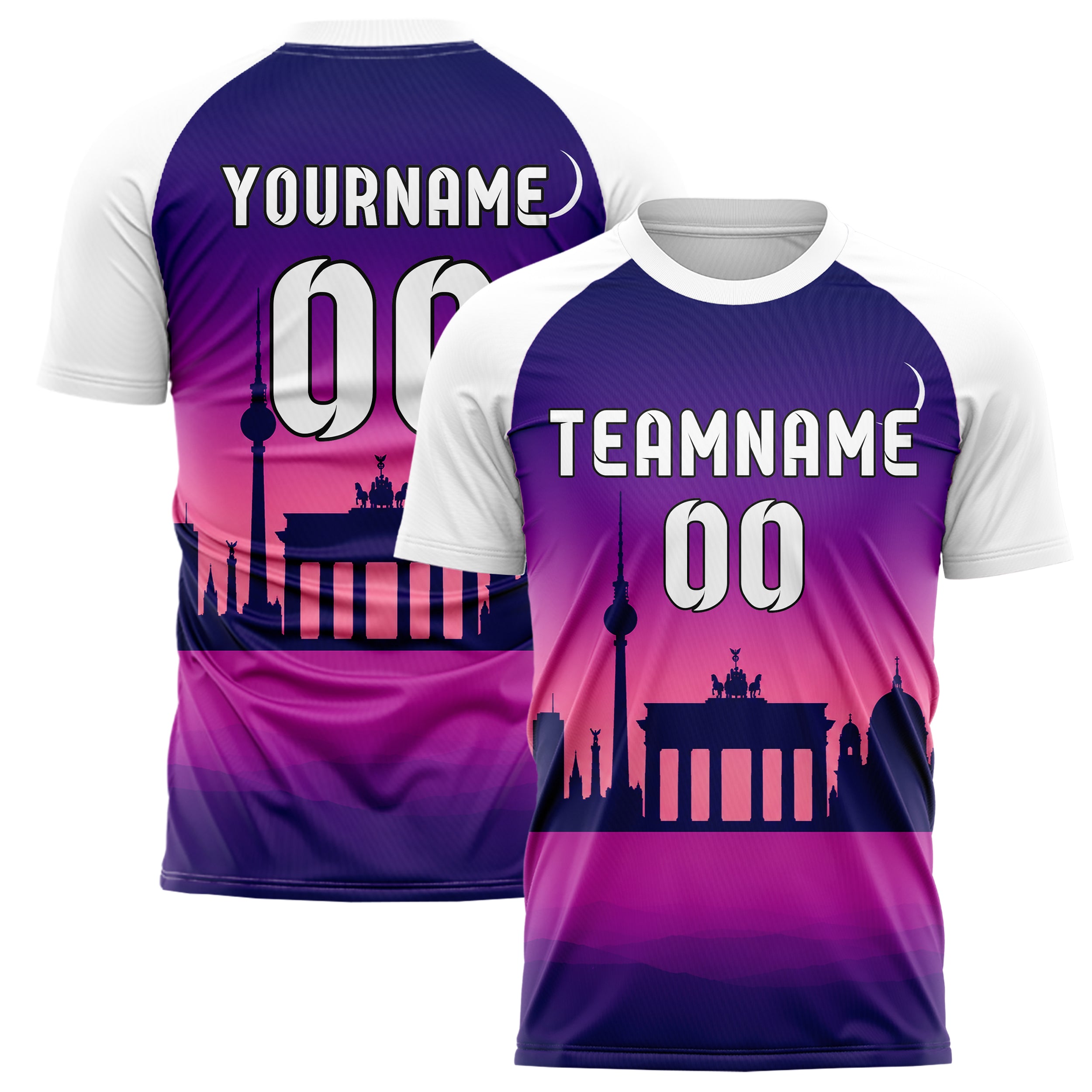 Lila Berlin Skyline Design 15-0166 individuelles Fußballtrikot main