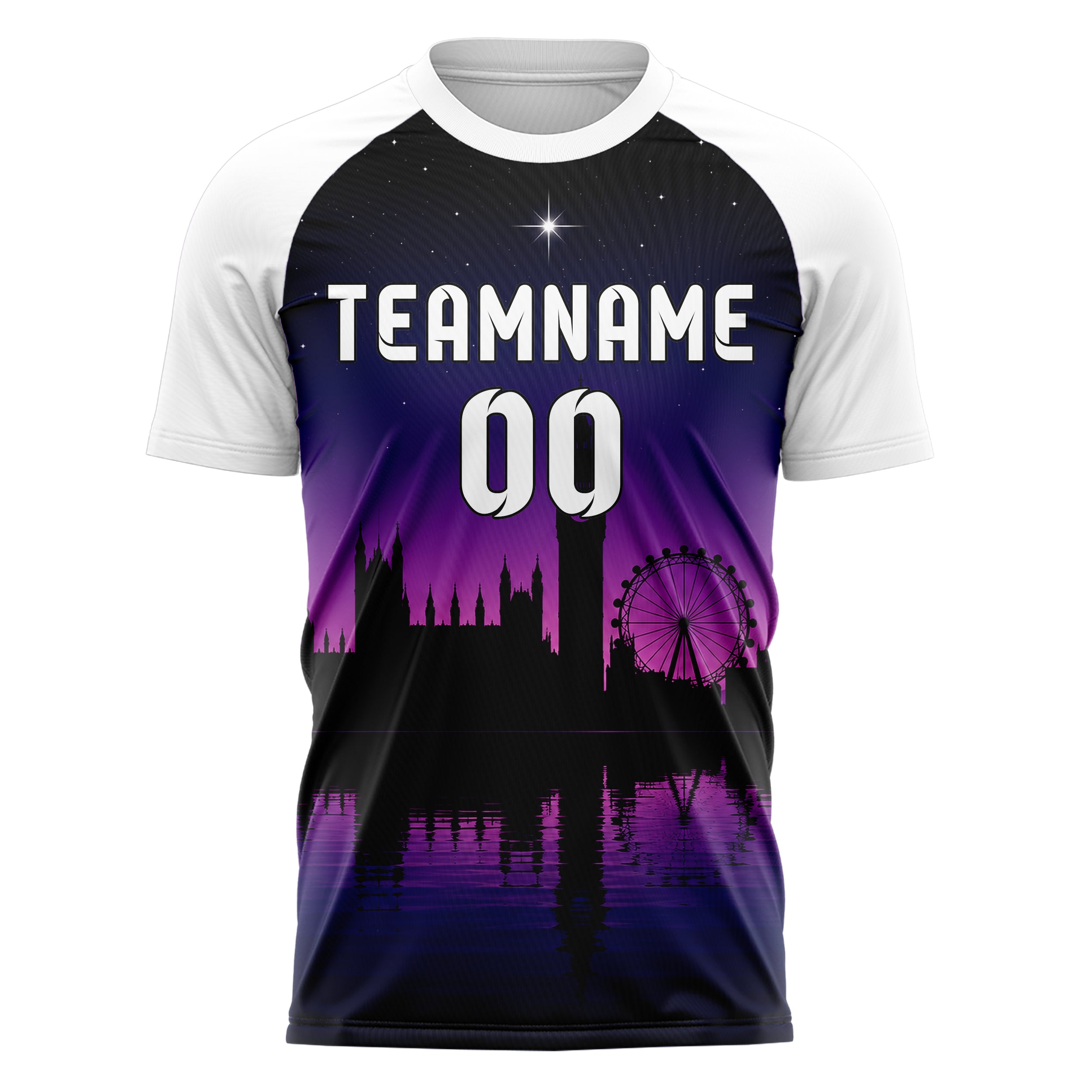 Schwarz Big Ben Skyline Design 15-0258 individuelles Fußballtrikot front