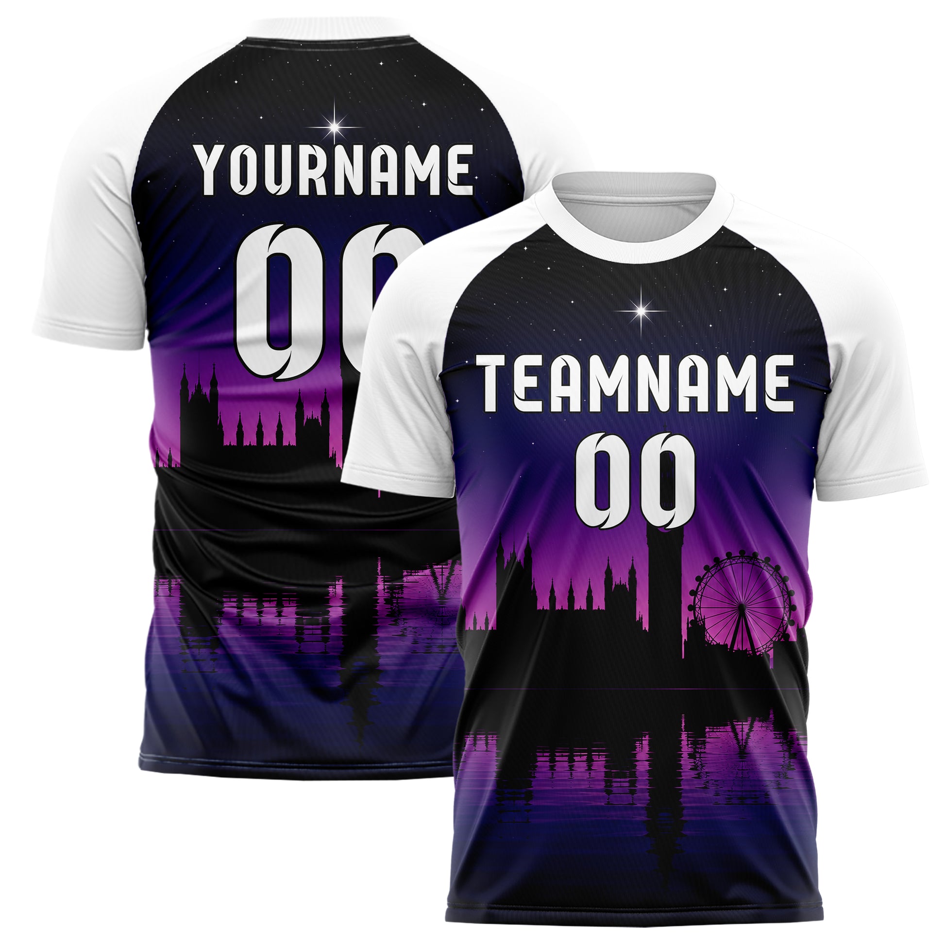 Schwarz Big Ben Skyline Design 15-0258 individuelles Fußballtrikot main