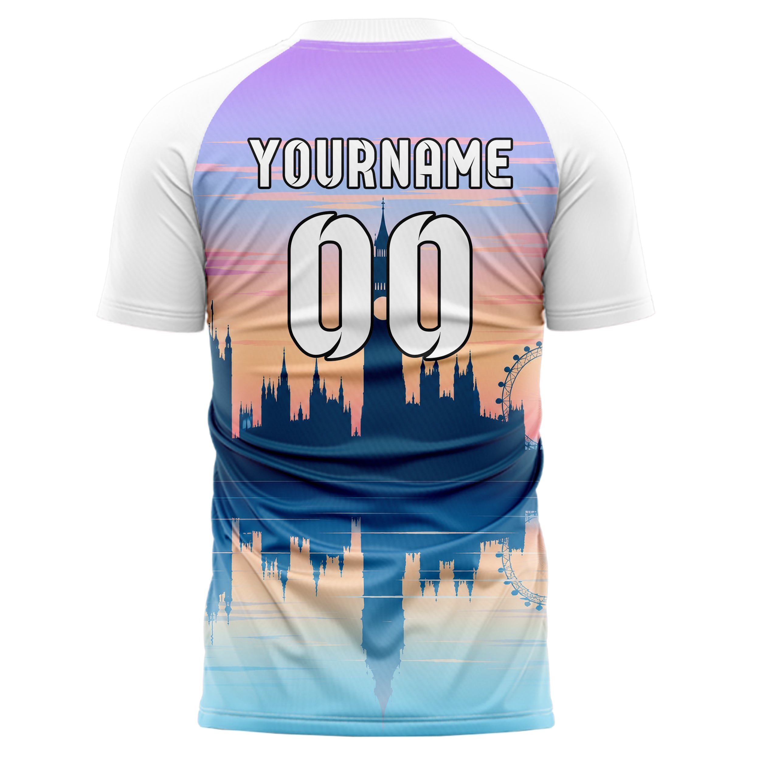 Hellblau Big Ben Skyline Design 15-0254 individuelles Fußballtrikot back