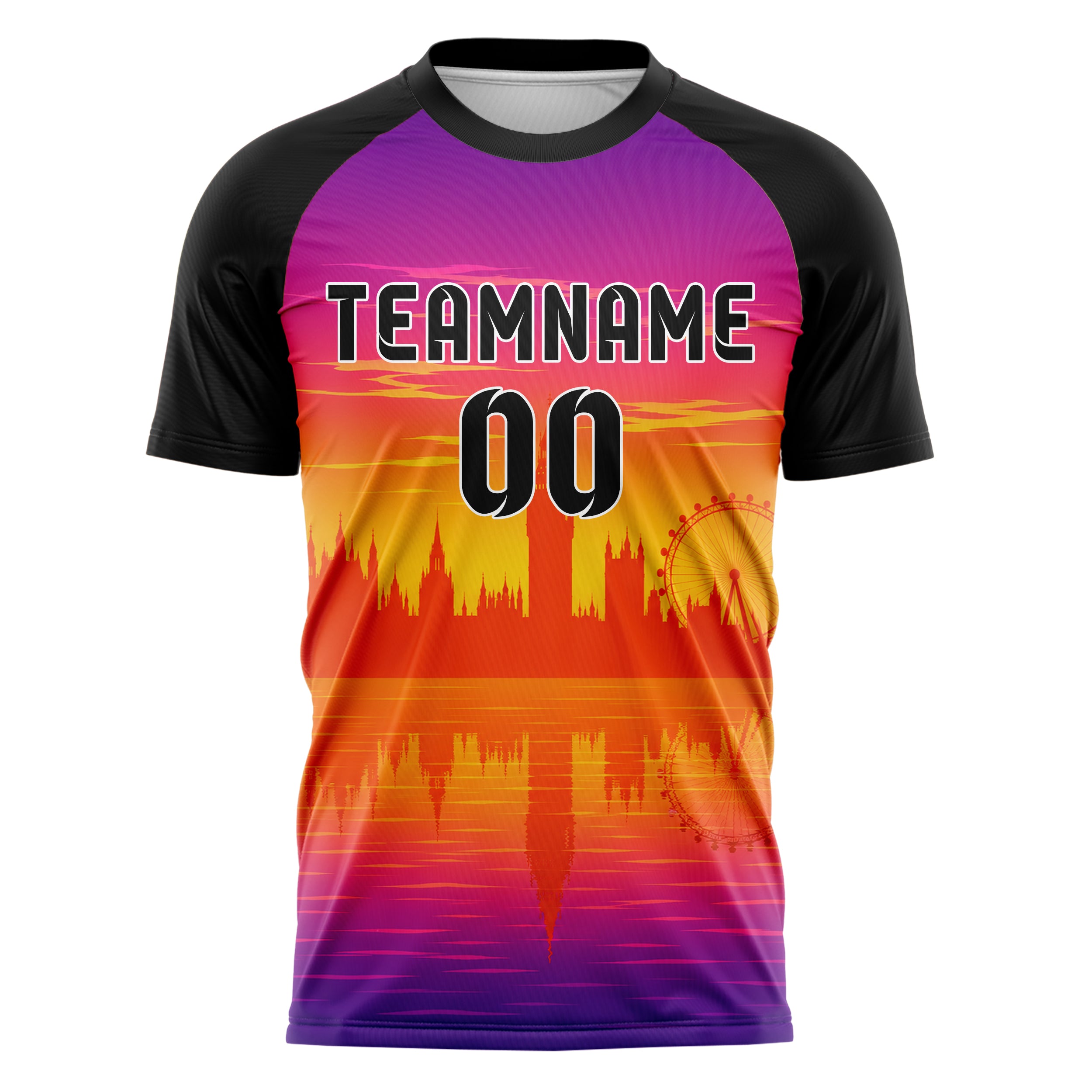 Orange Big Ben Skyline Design 15-0252 individuelles Fußballtrikot front