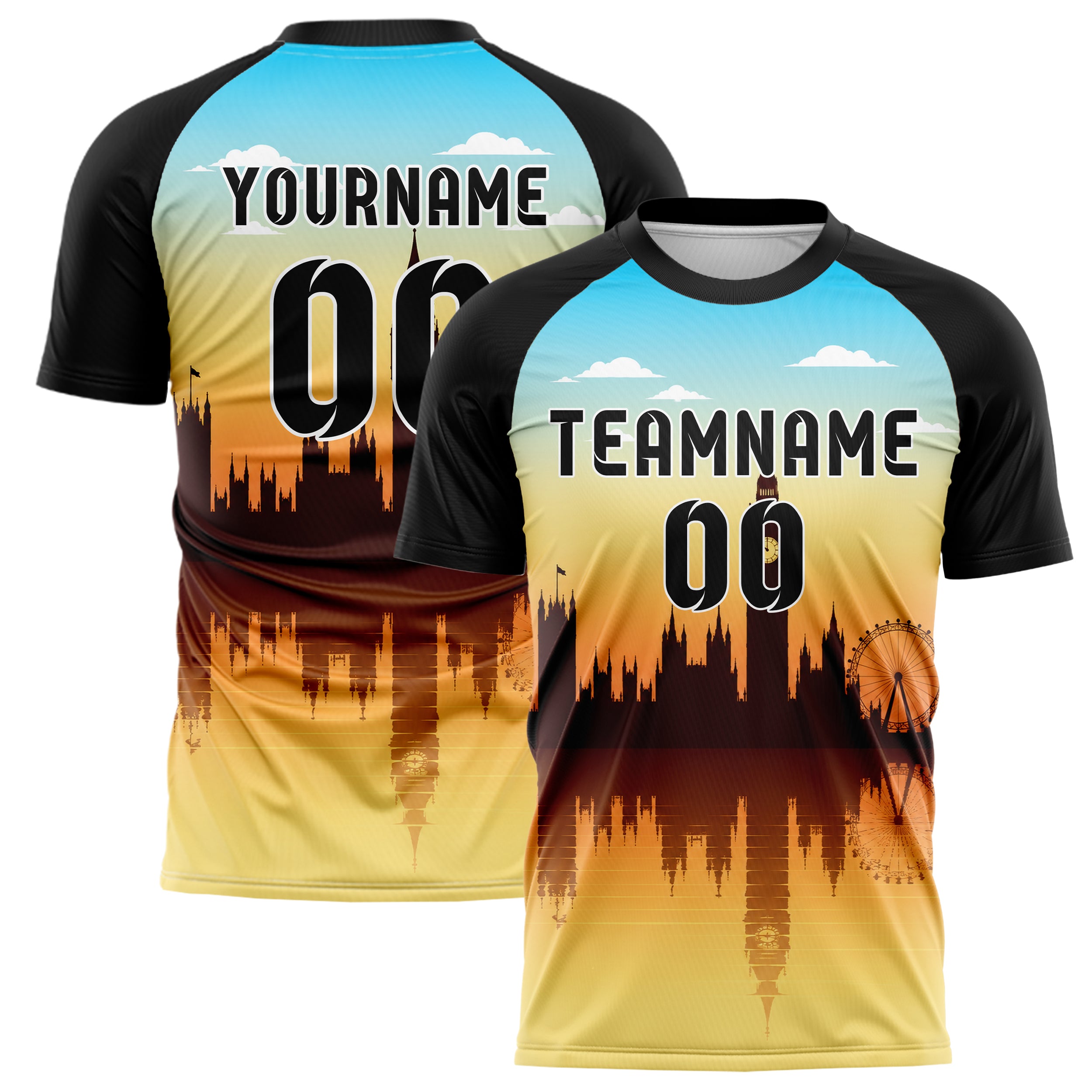 Gelb Big Ben Skyline Design 15-0255 individuelles Fußballtrikot main