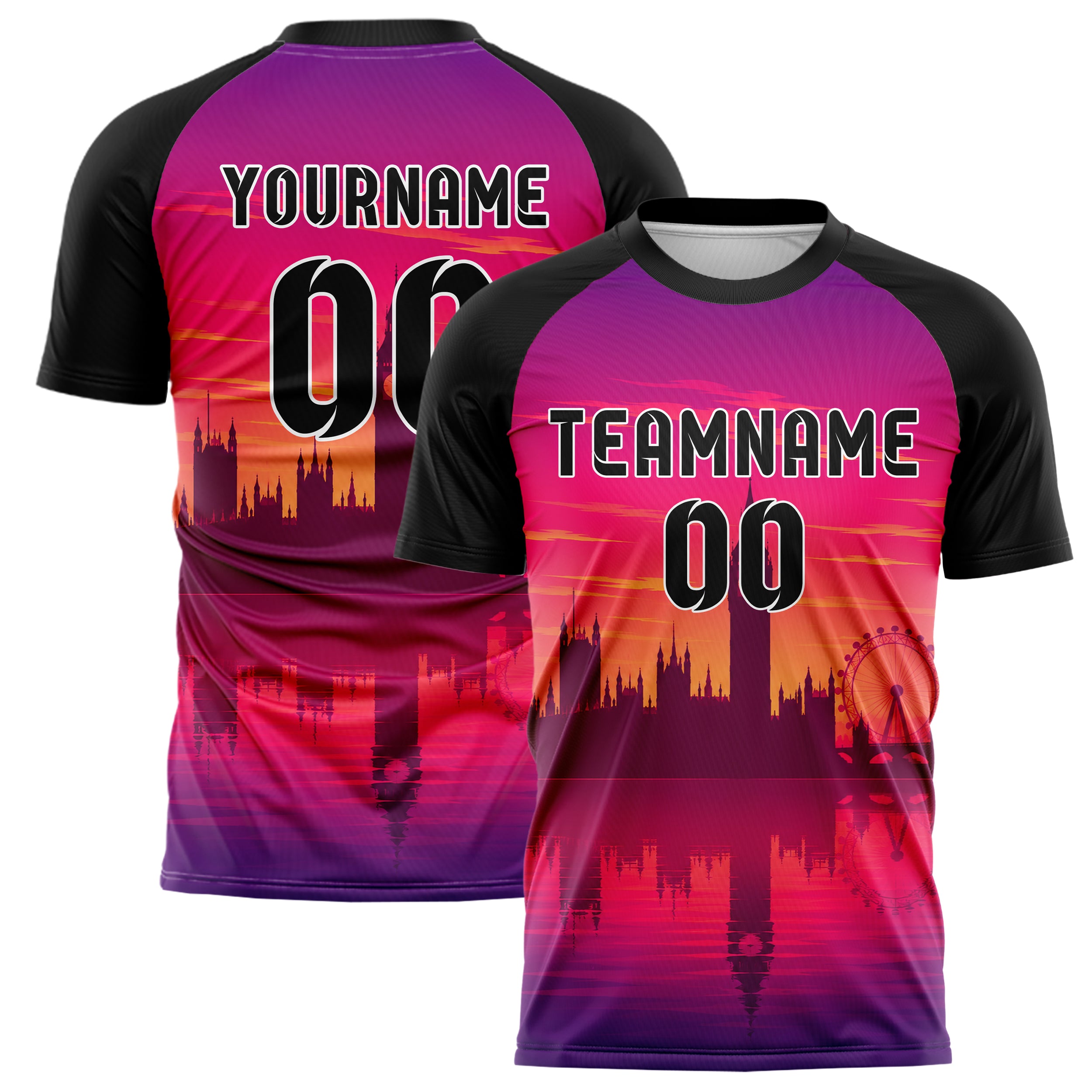 Hot Pink Big Ben Skyline Design 15-0251 individuelles Fußballtrikot main