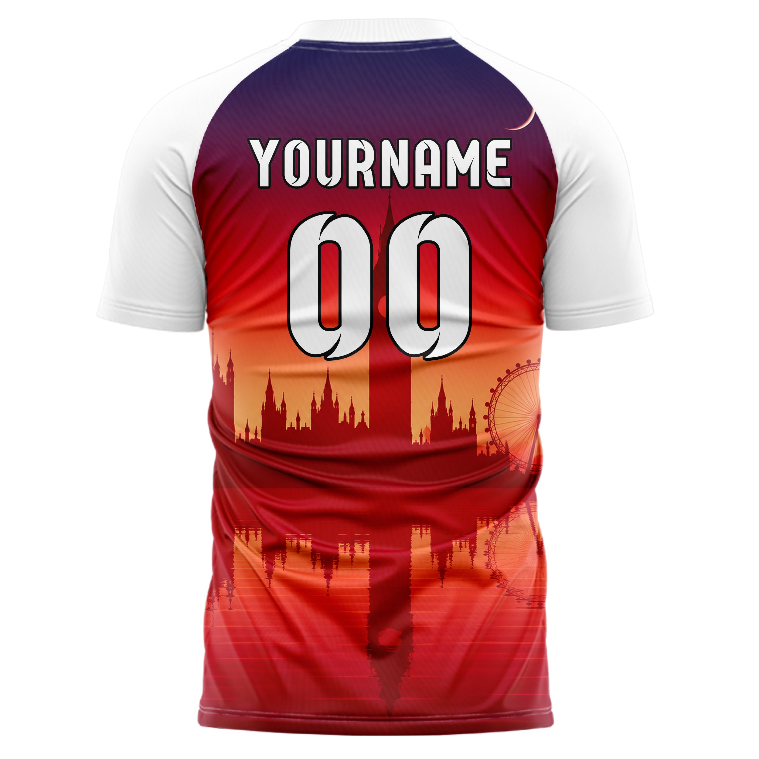 Rot Big Ben Skyline Design 15-0253 individuelles Fußballtrikot back