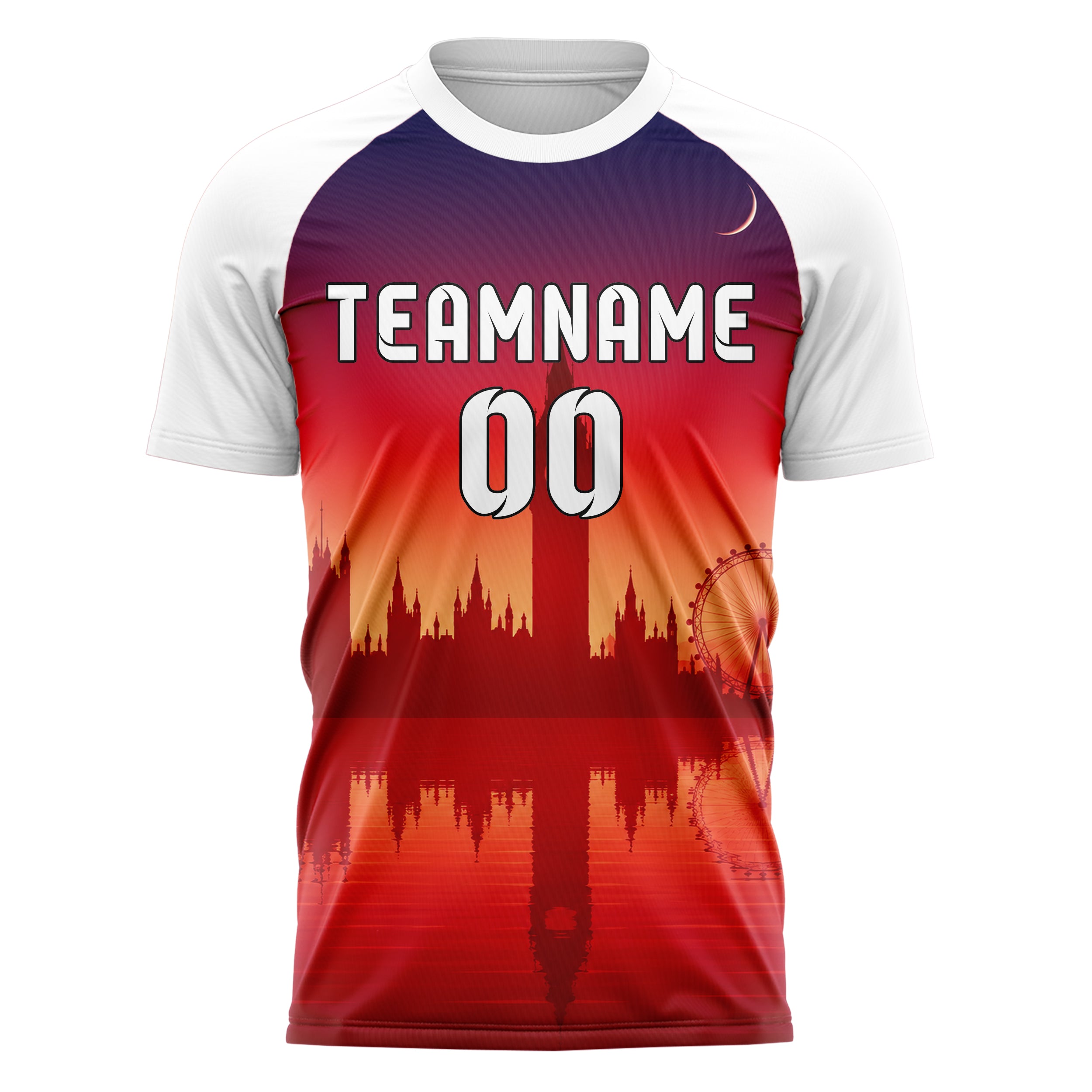 Rot Big Ben Skyline Design 15-0253 individuelles Fußballtrikot front