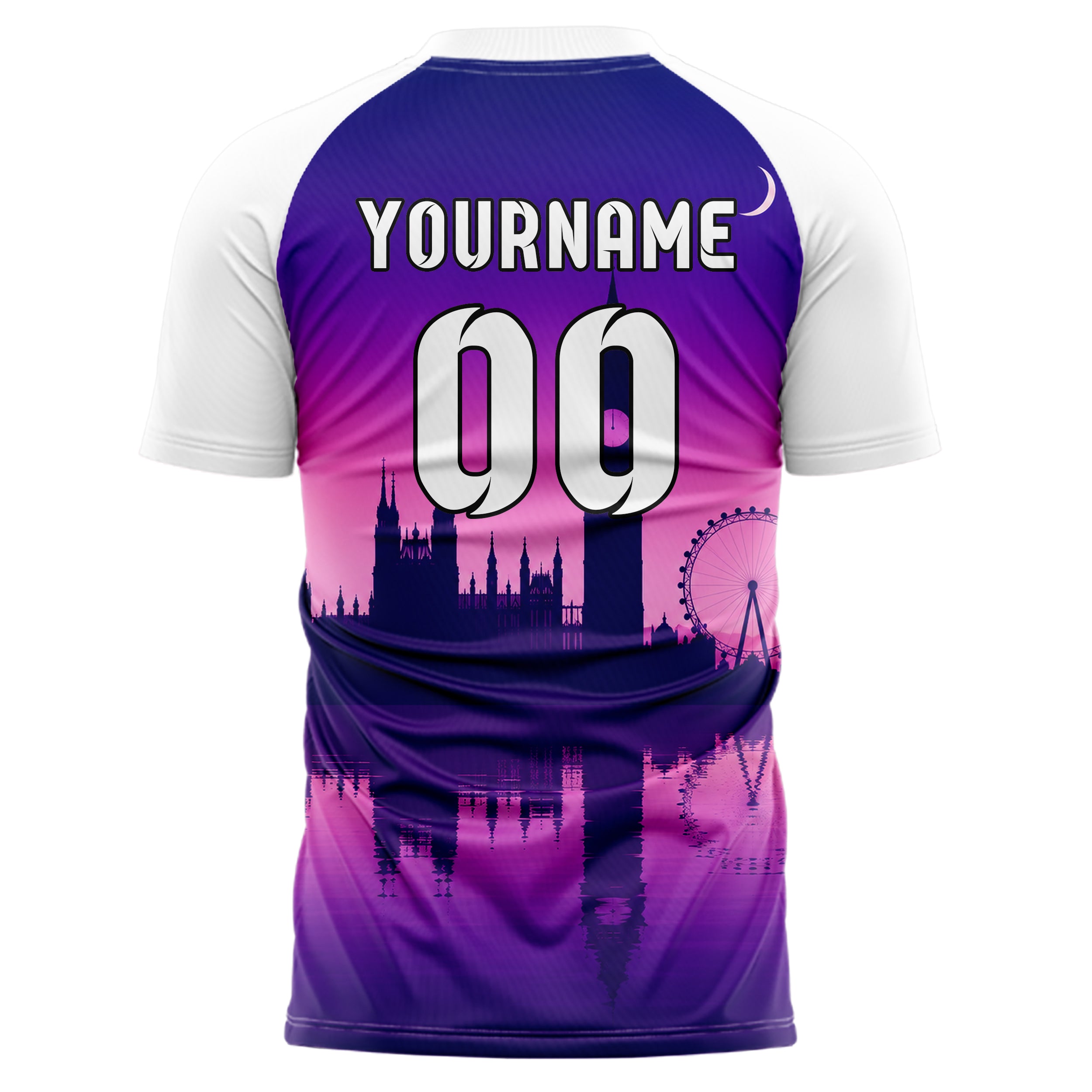Lila Big Ben Skyline Design 15-0256 individuelles Fußballtrikot back