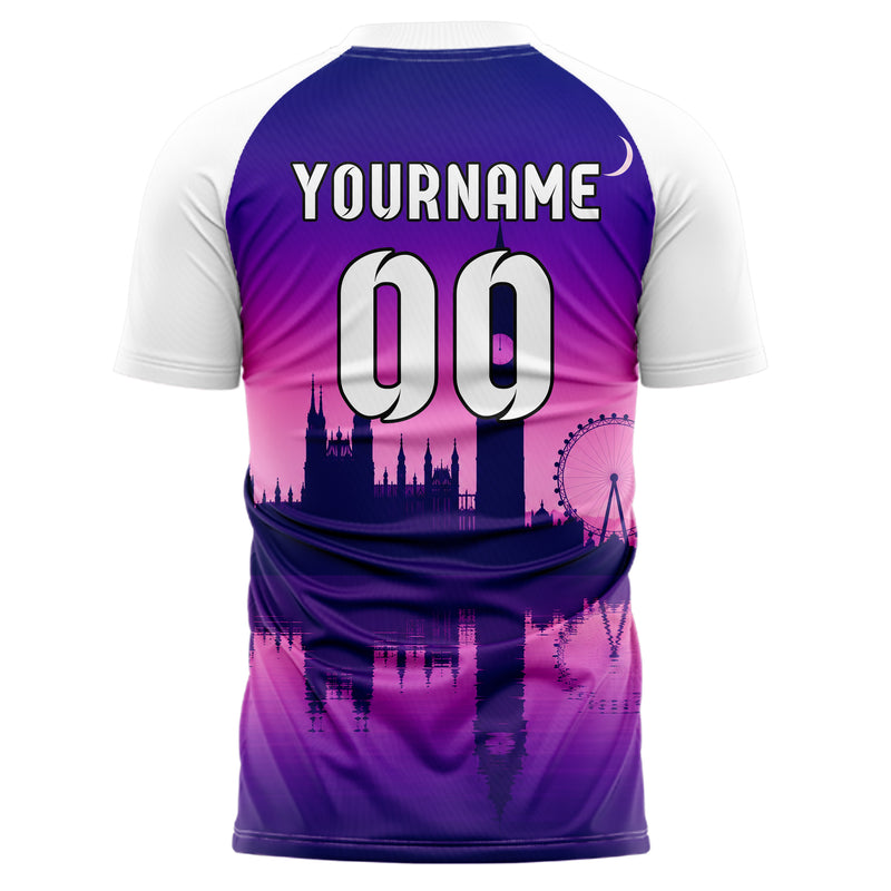Lila Big Ben Skyline Design 15-0256 individuelles Fußballtrikot back