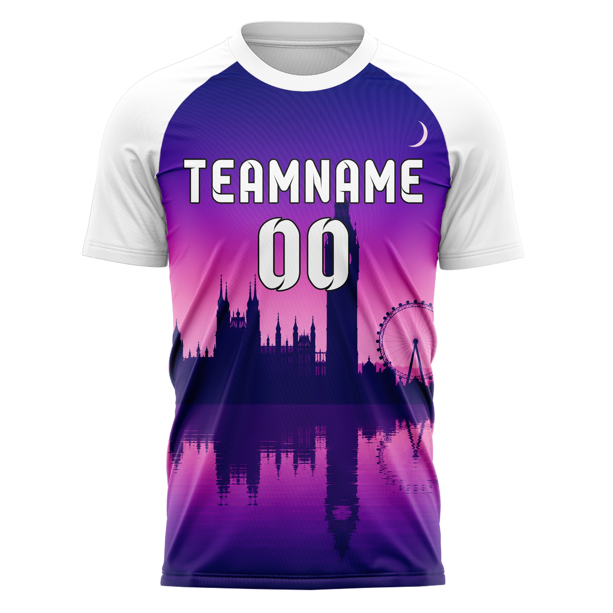 Lila Big Ben Skyline Design 15-0256 individuelles Fußballtrikot front