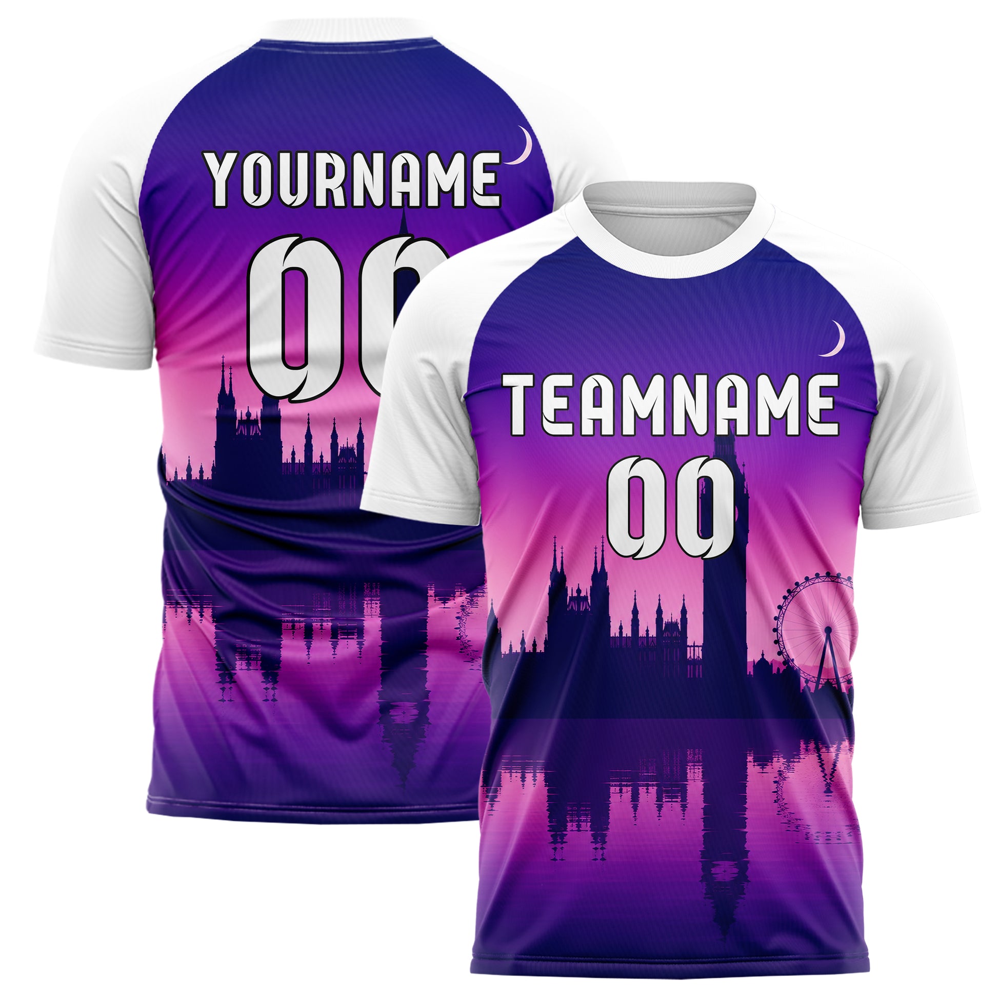 Lila Big Ben Skyline Design 15-0256 individuelles Fußballtrikot main