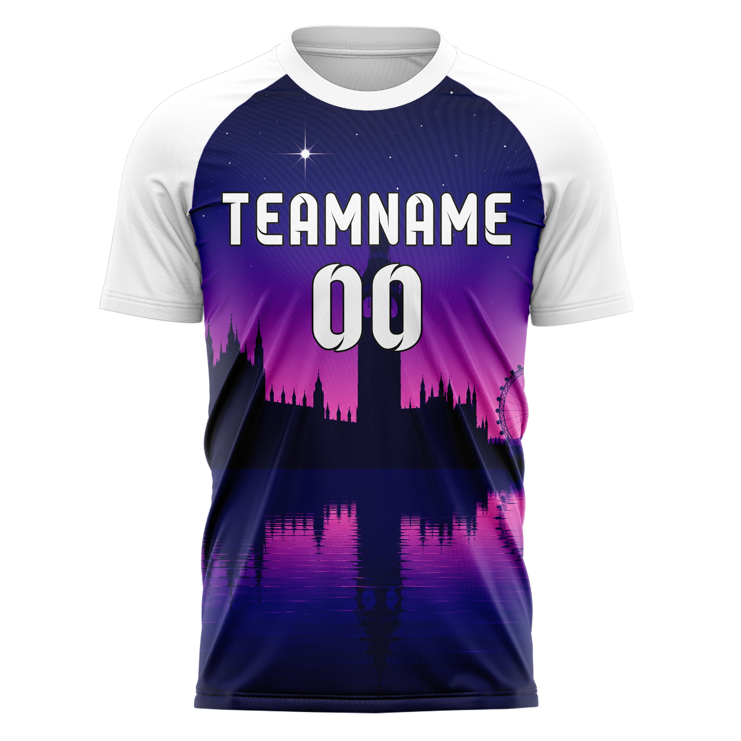 Marineblau Big Ben Skyline Design 15-0259 individuelles Fußballtrikot front