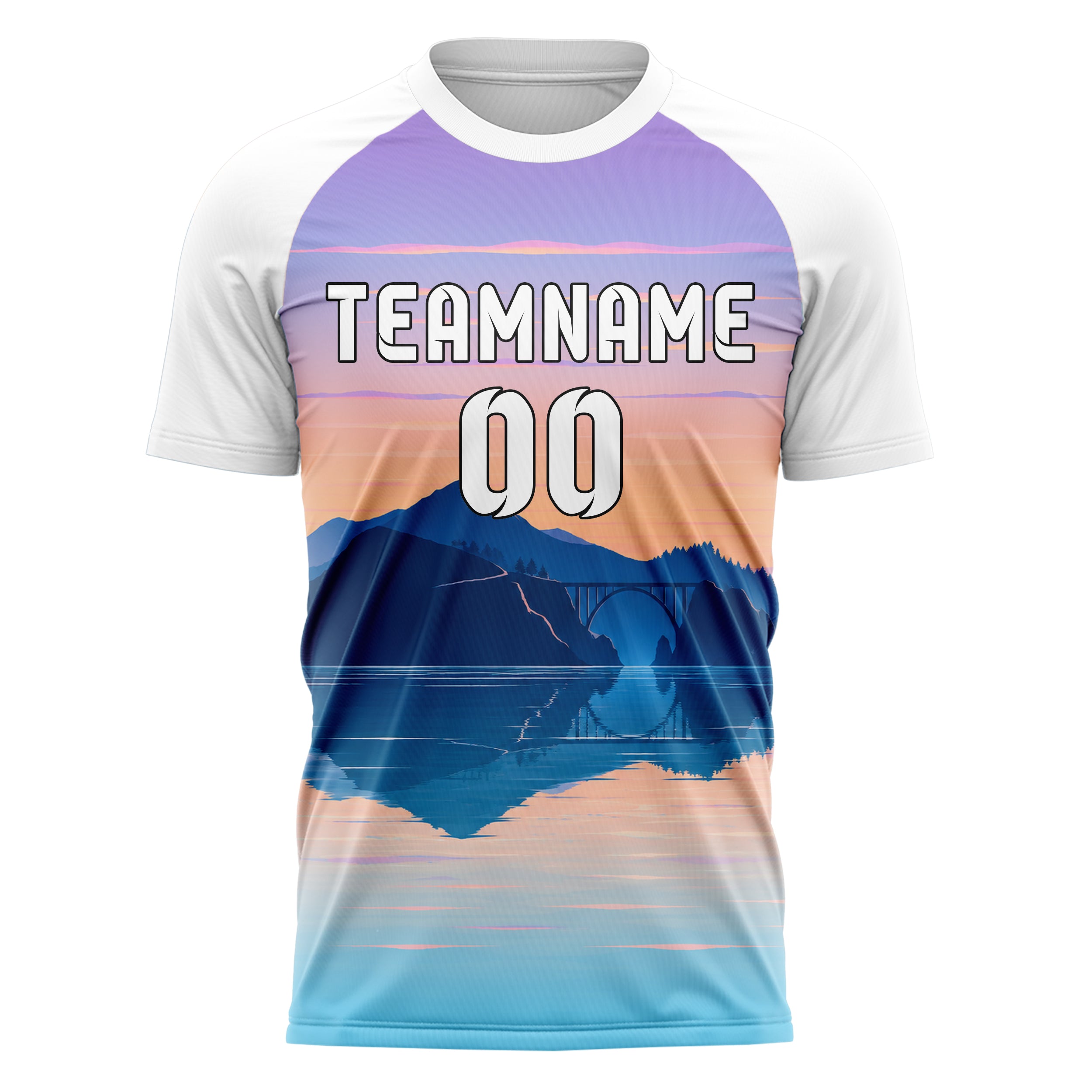 Hellblau Big Sur Skyline Design 15-0424 individuelles Fußballtrikot front