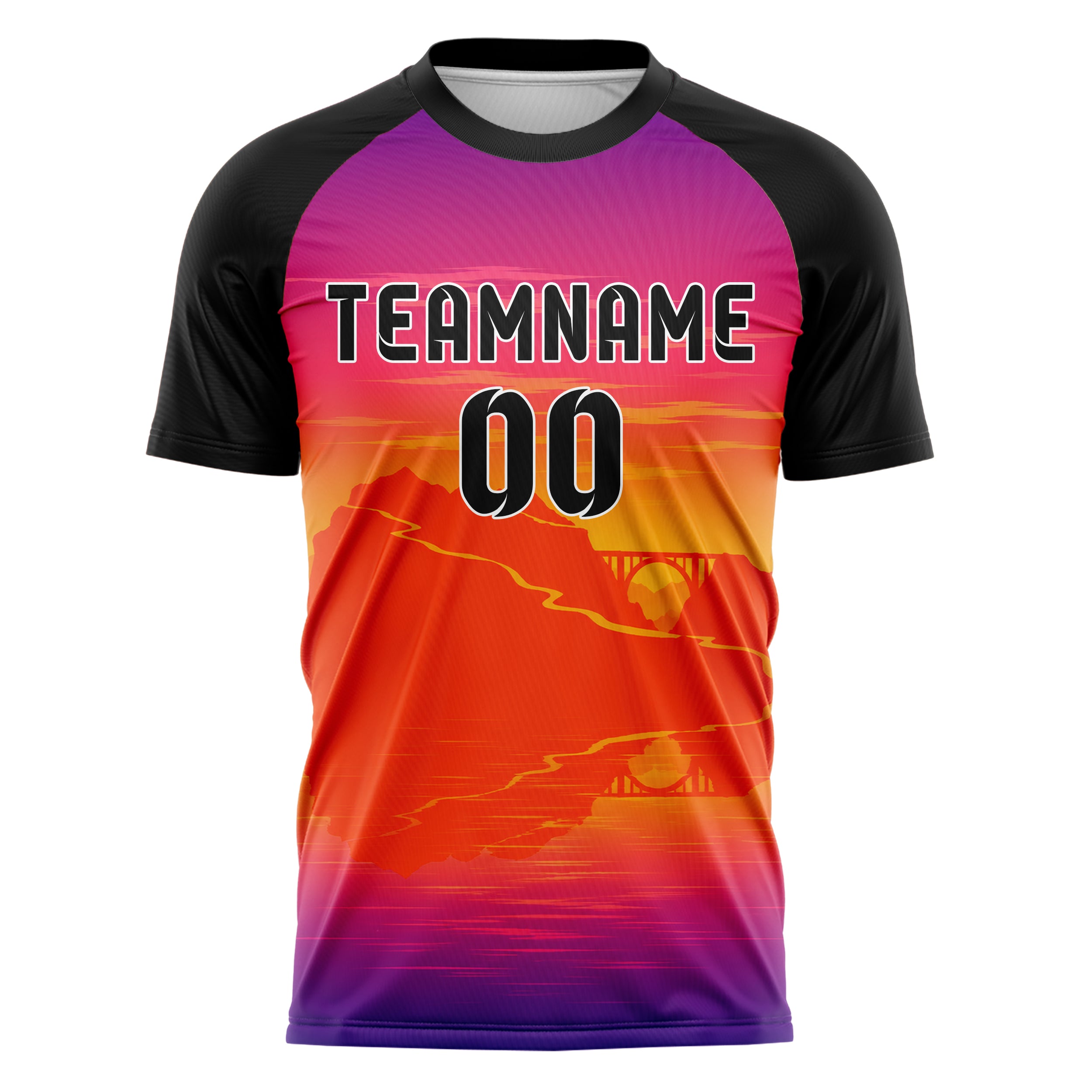 Orange Big Sur Skyline Design 15-0422 individuelles Fußballtrikot front