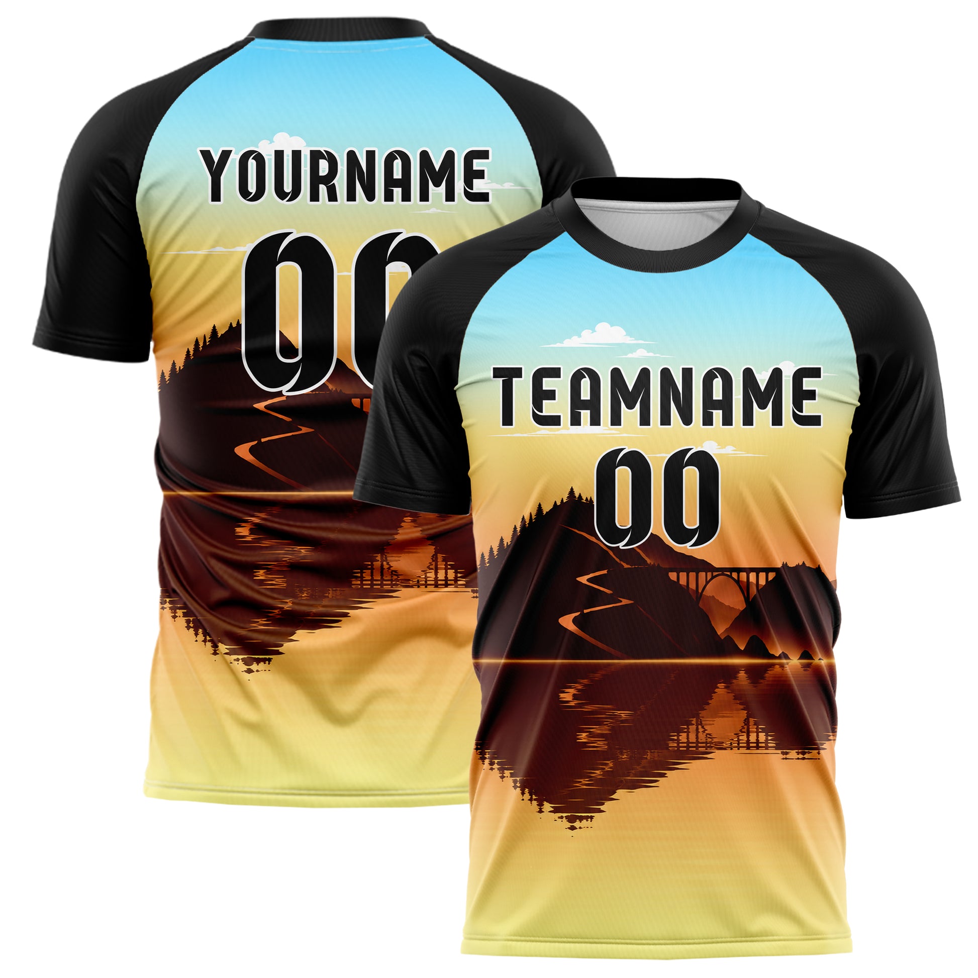 Gelb Big Sur Skyline Design 15-0425 individuelles Fußballtrikot main