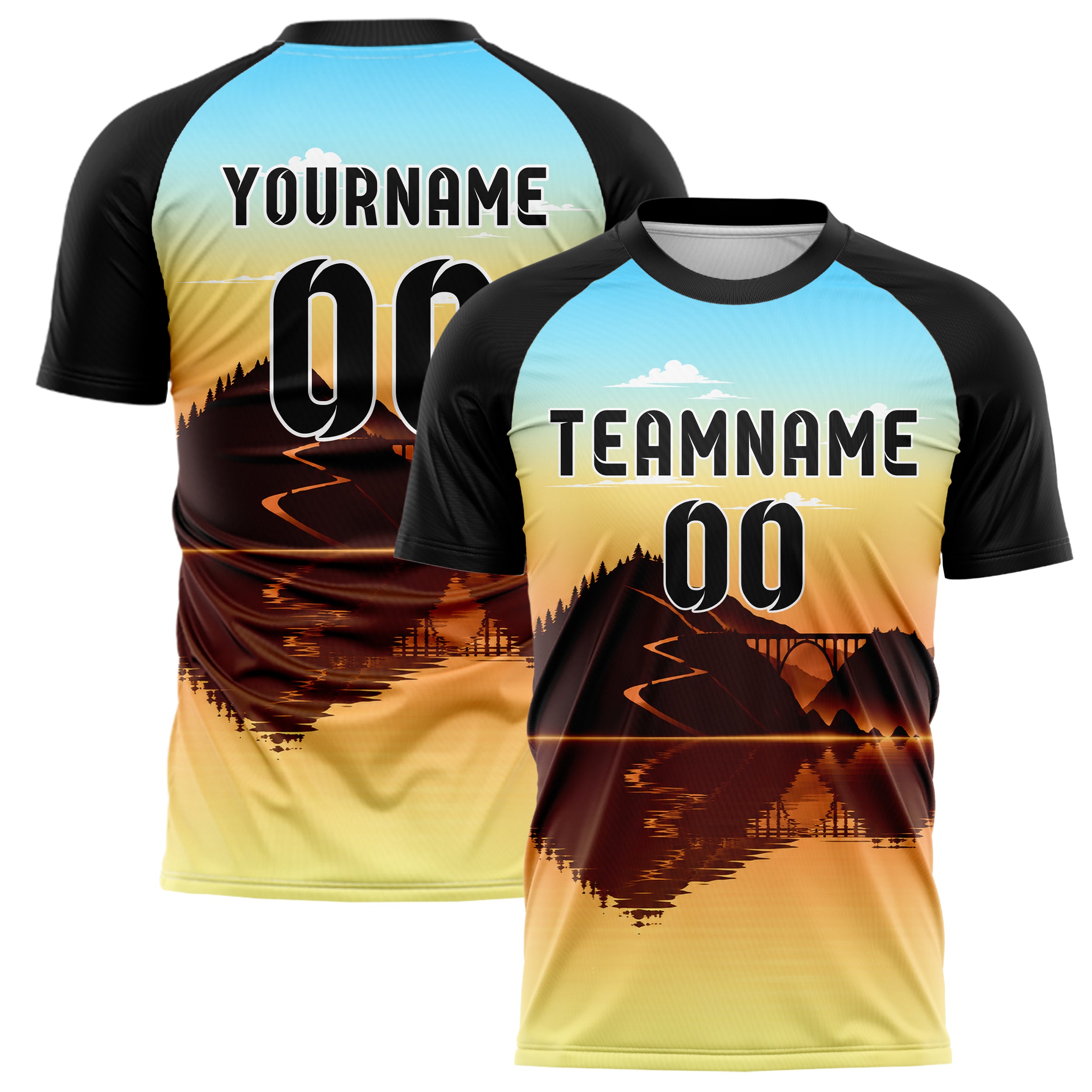 Gelb Big Sur Skyline Design 15-0425 individuelles Fußballtrikot main