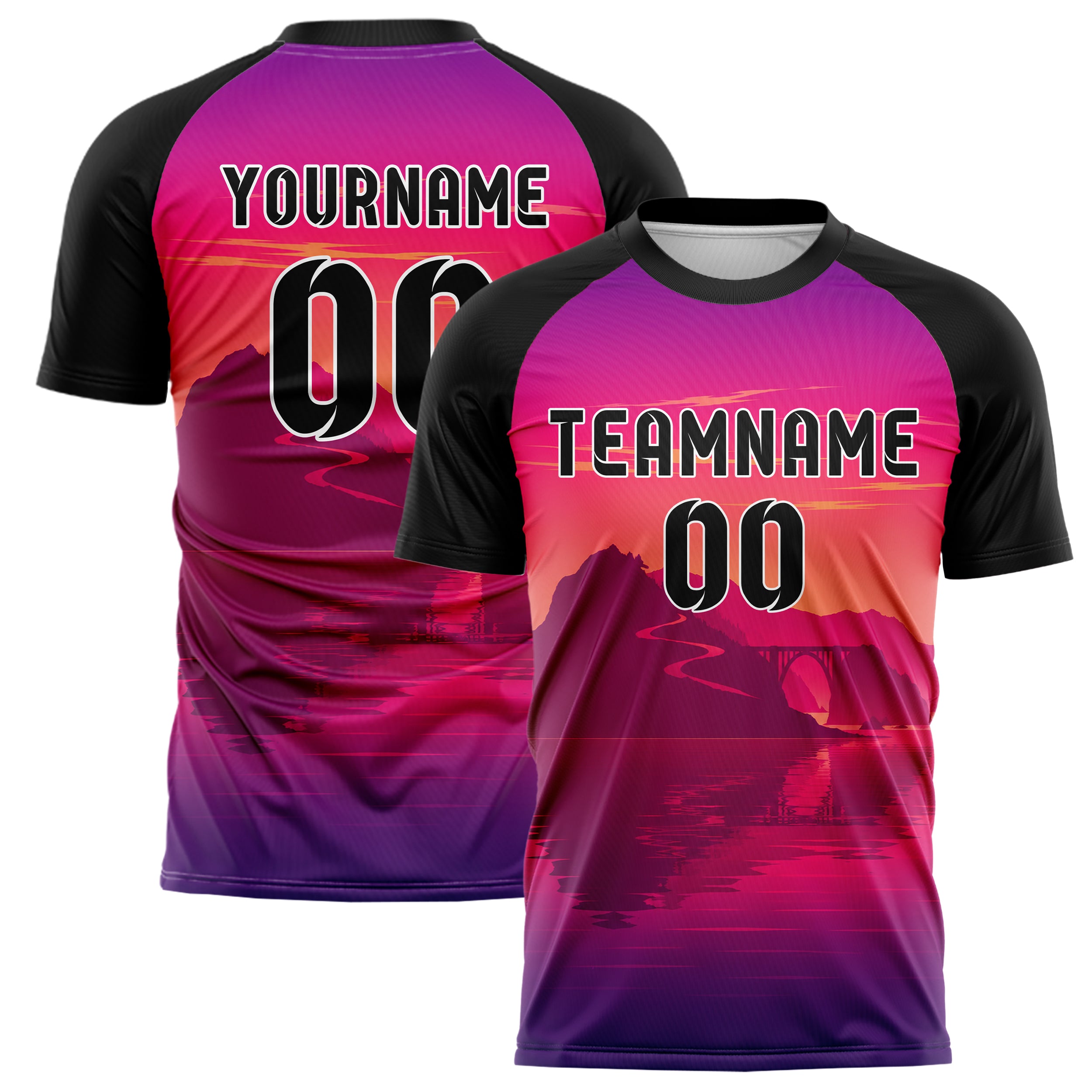 Hot Pink Big Sur Skyline Design 15-0421 individuelles Fußballtrikot main