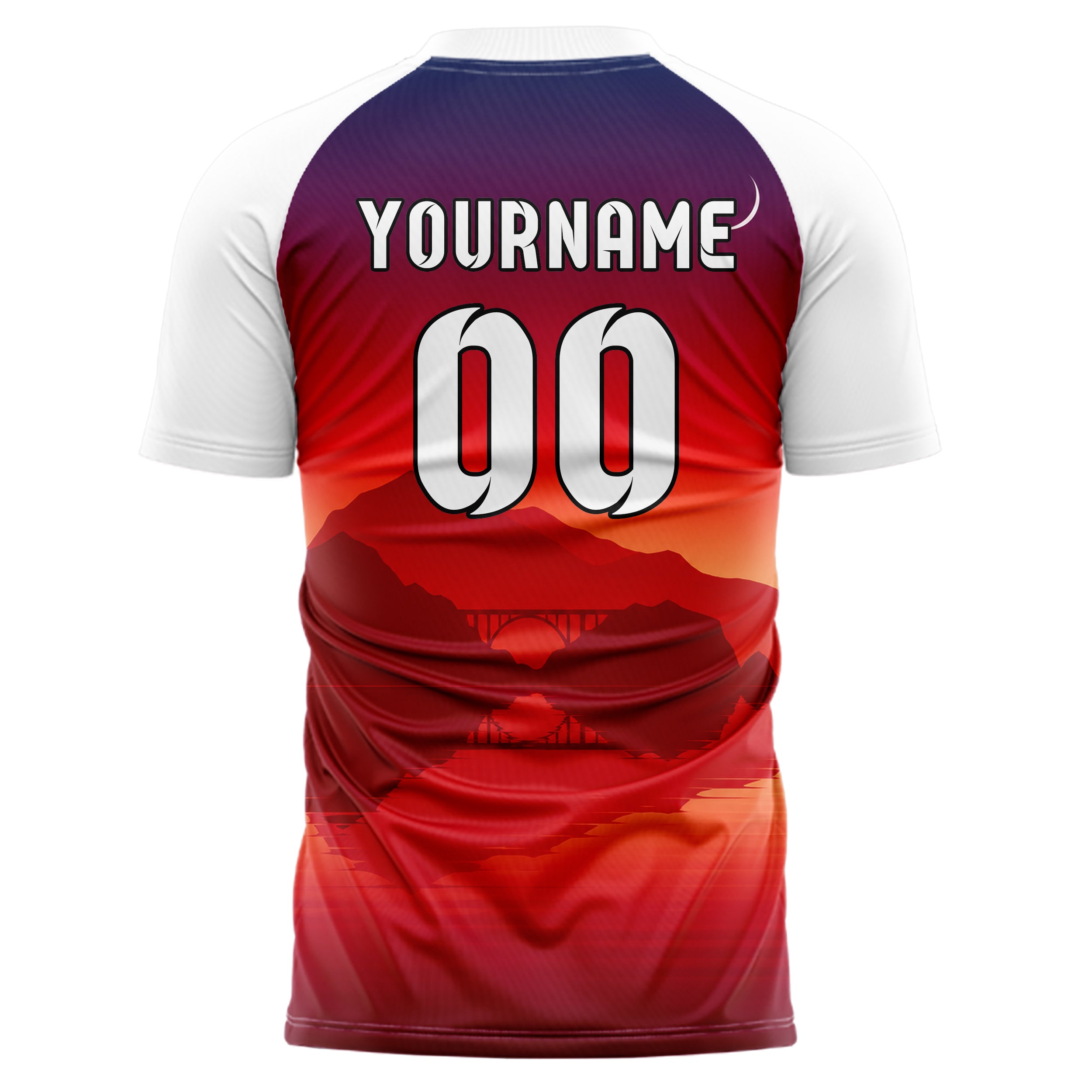 Rot Big Sur Skyline Design 15-0423 individuelles Fußballtrikot back