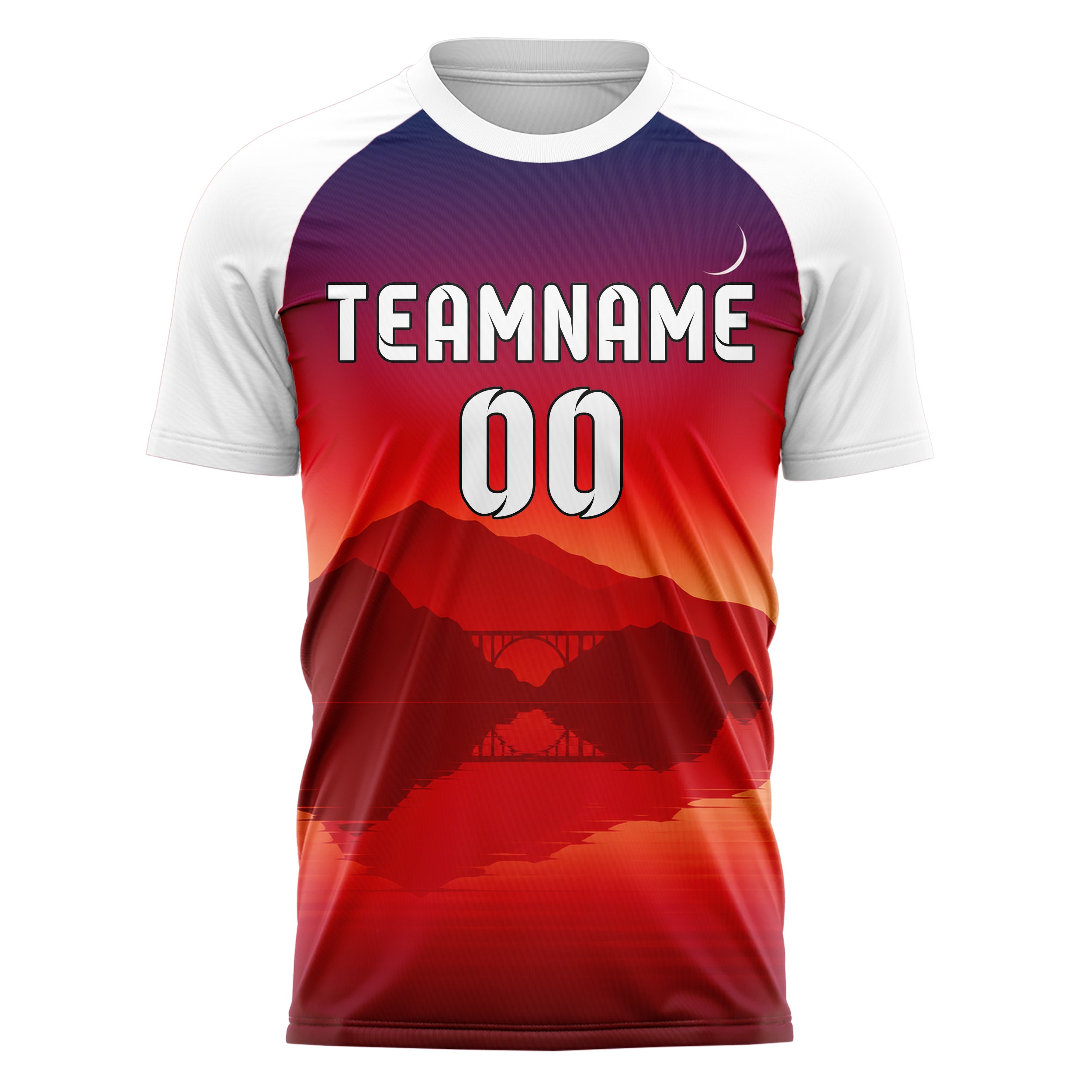 Rot Big Sur Skyline Design 15-0423 individuelles Fußballtrikot front