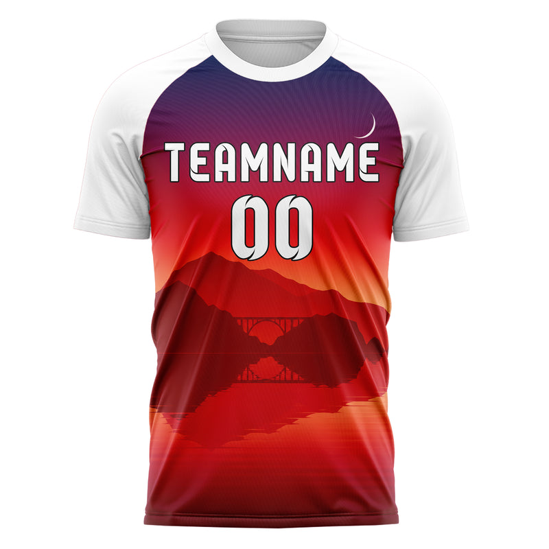 Rot Big Sur Skyline Design 15-0423 individuelles Fußballtrikot front