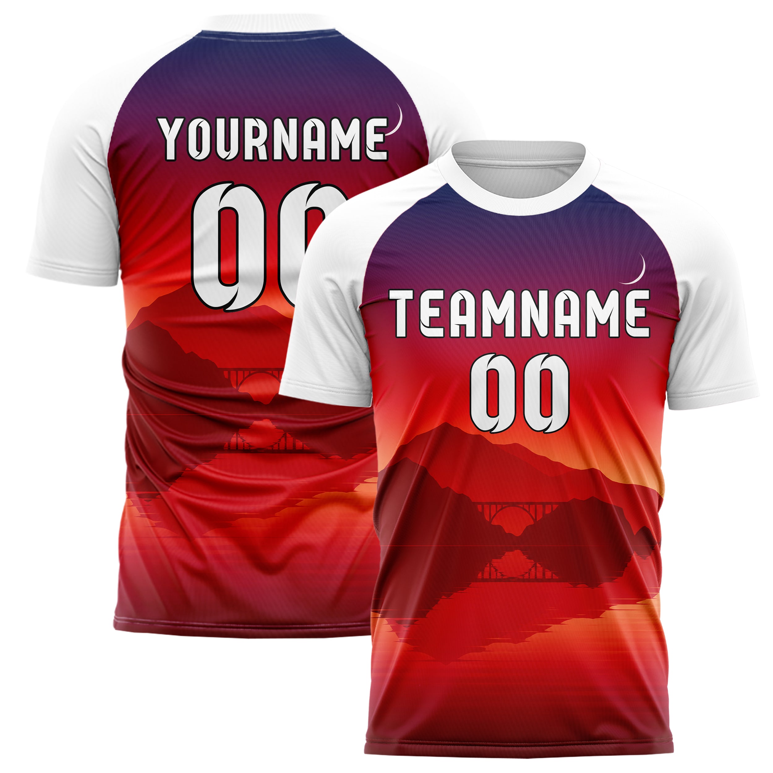 Rot Big Sur Skyline Design 15-0423 individuelles Fußballtrikot main