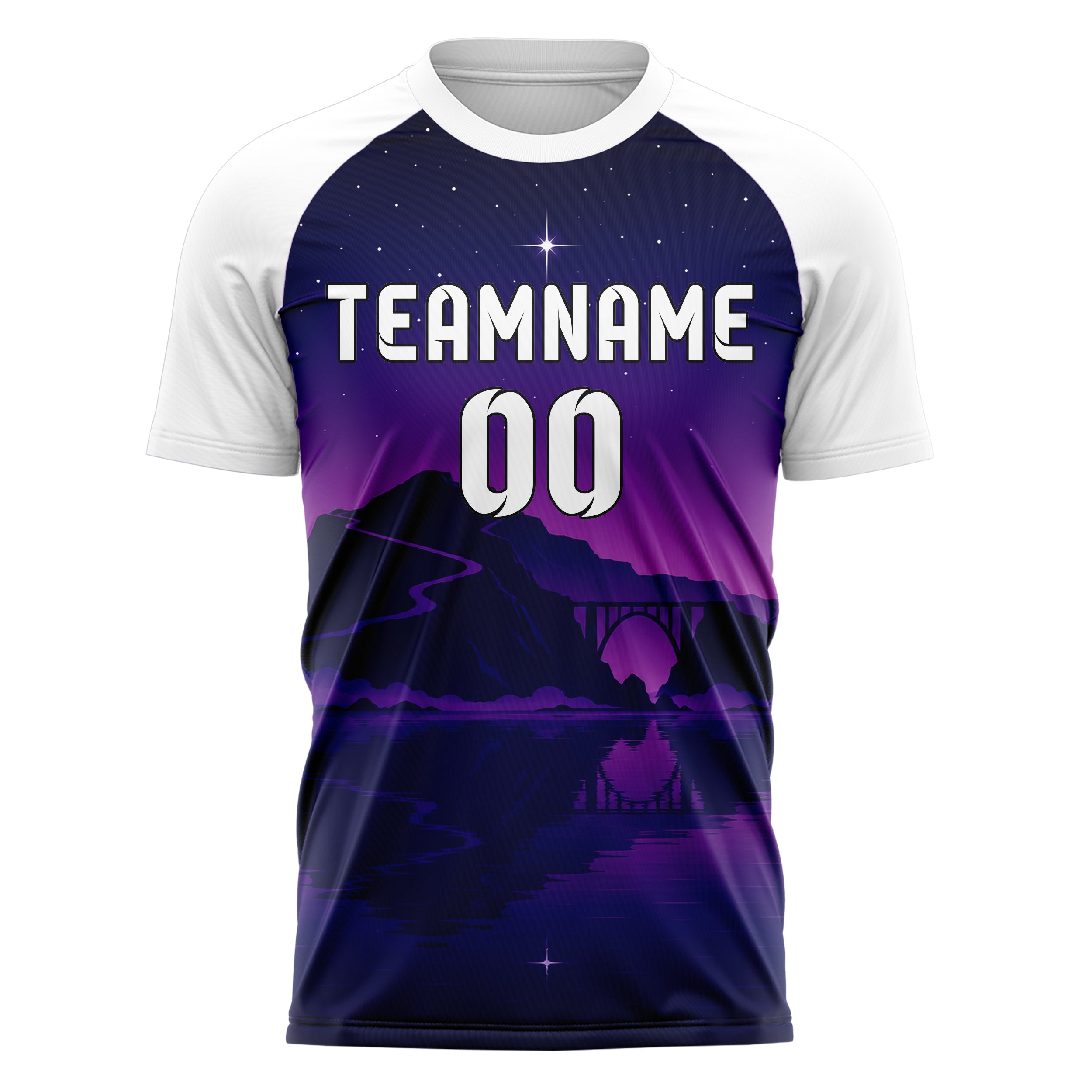 Marineblau Big Sur Skyline Design 15-0429 individuelles Fußballtrikot front