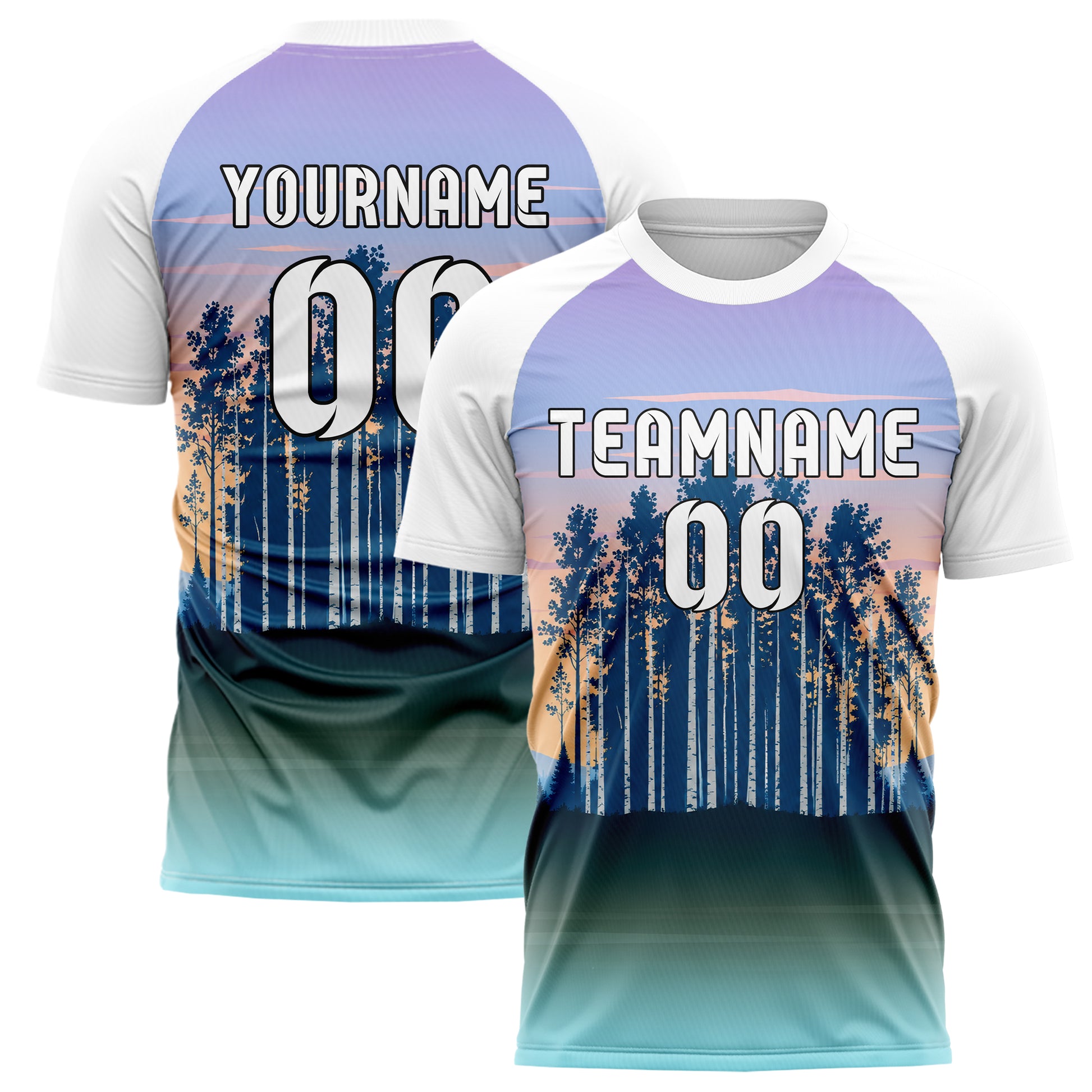 Hellblau Birch Forest Skyline Design 15-0534 individuelles Fußballtrikot main