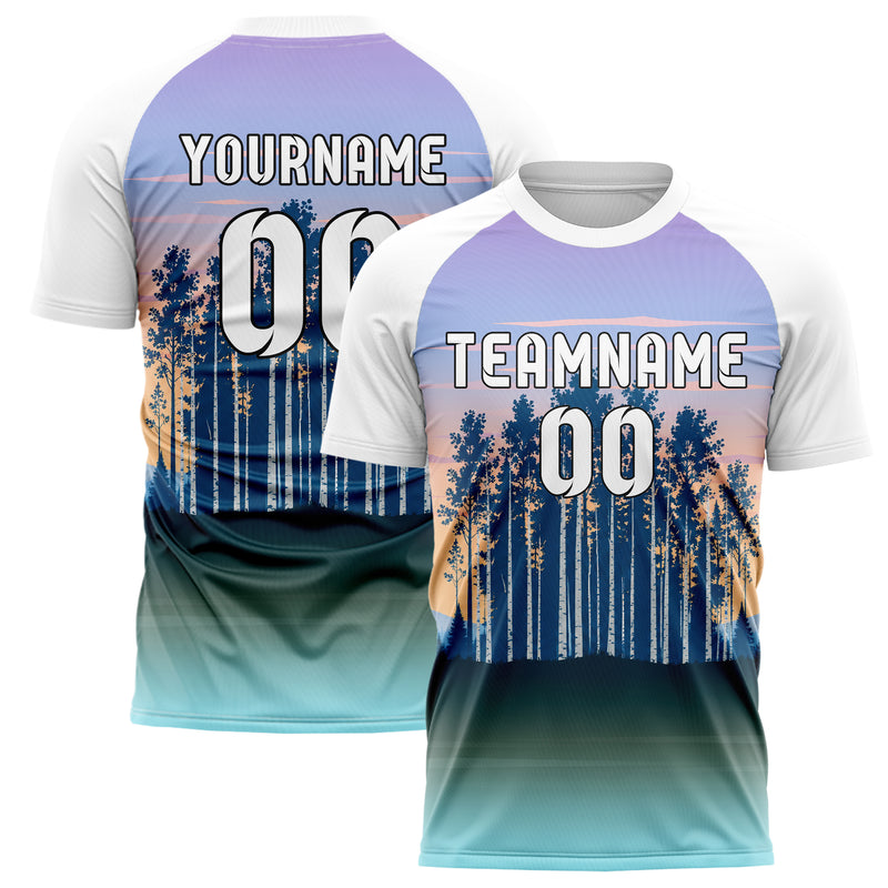 Hellblau Birch Forest Skyline Design 15-0534 individuelles Fußballtrikot main