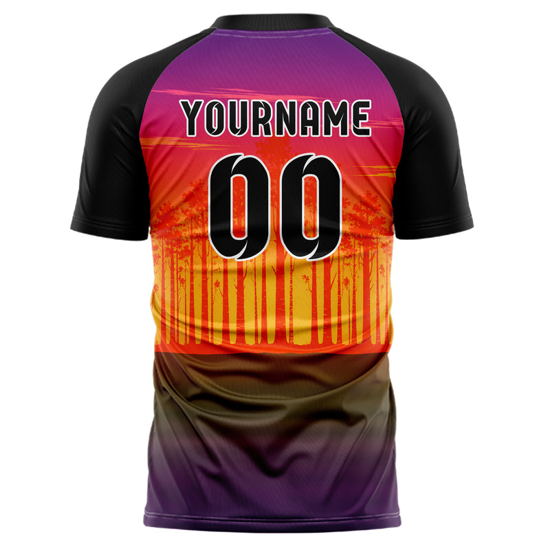 Orange Birch Forest Skyline Design 15-0532 individuelles Fußballtrikot back