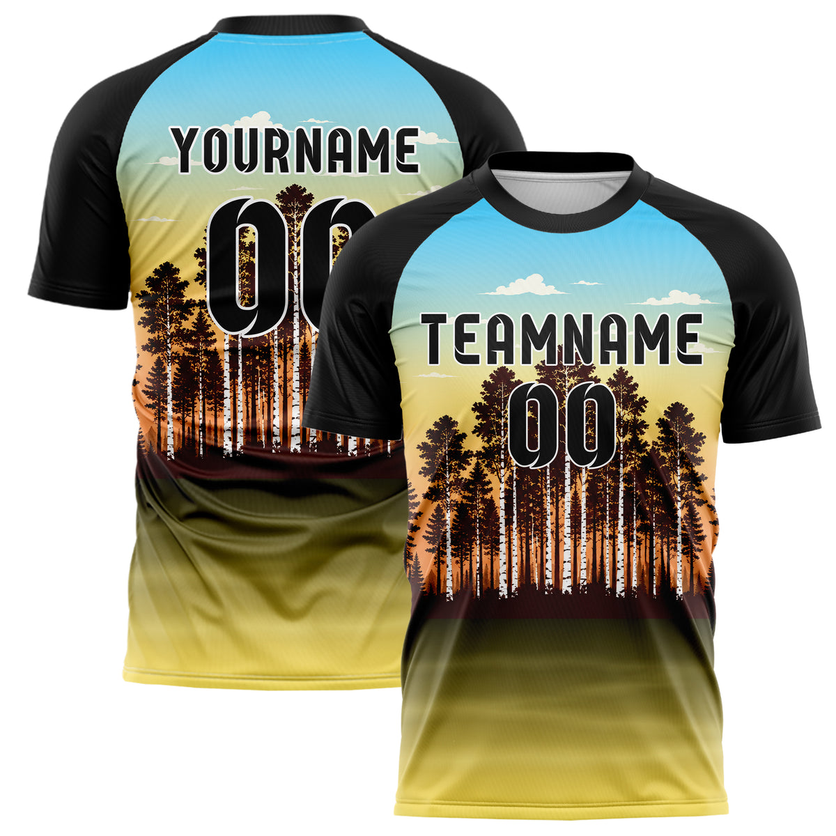 Gelb Birch Forest Skyline Design 15-0535 individuelles Fußballtrikot main