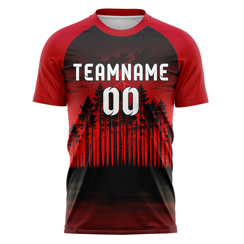 Schwarz Birch Forest Skyline Design 15-0537 individuelles Fußballtrikot front
