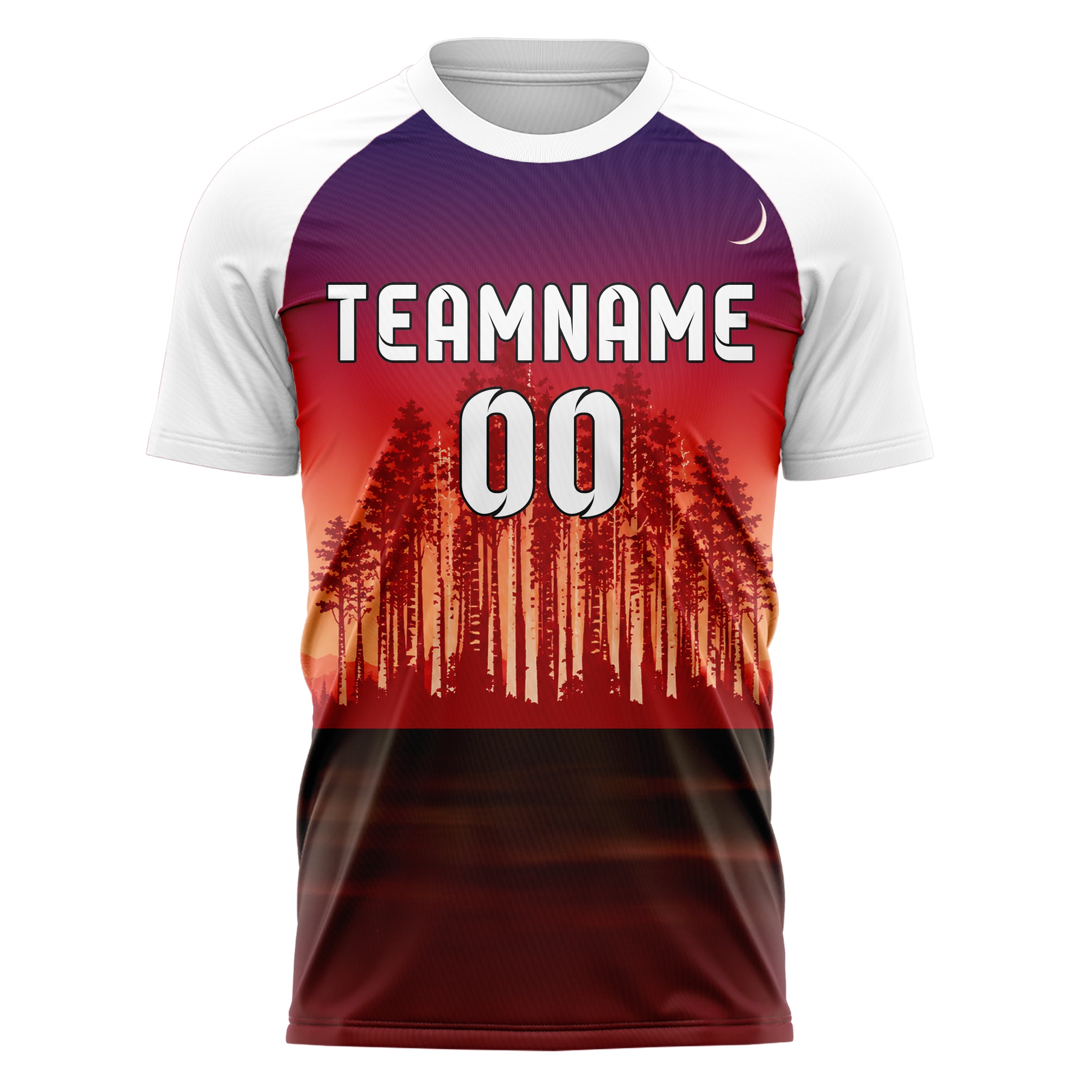 Rot Birch Forest Skyline Design 15-0533 individuelles Fußballtrikot front