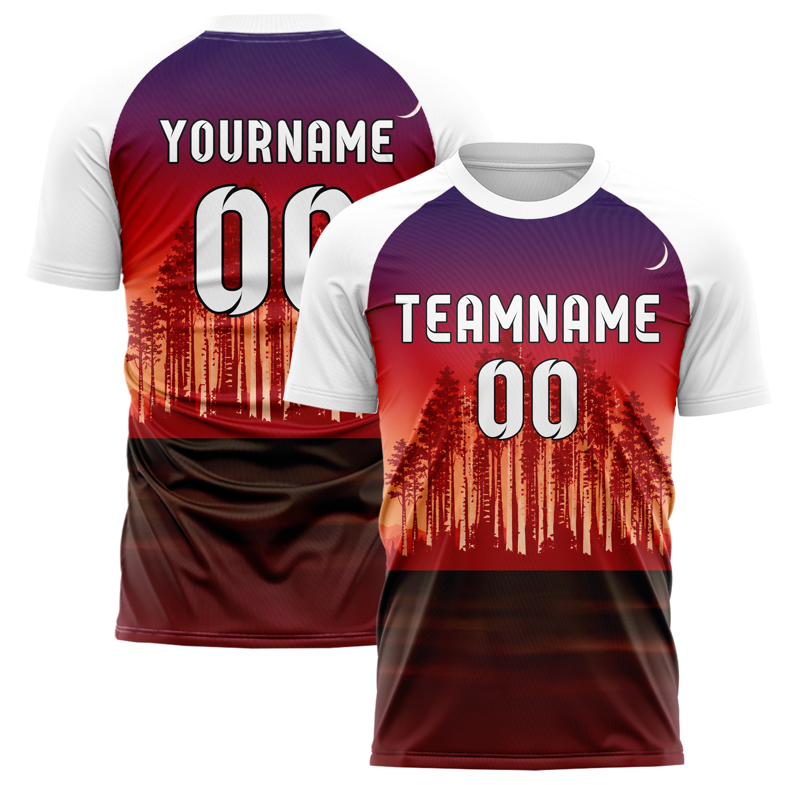 Rot Birch Forest Skyline Design 15-0533 individuelles Fußballtrikot main