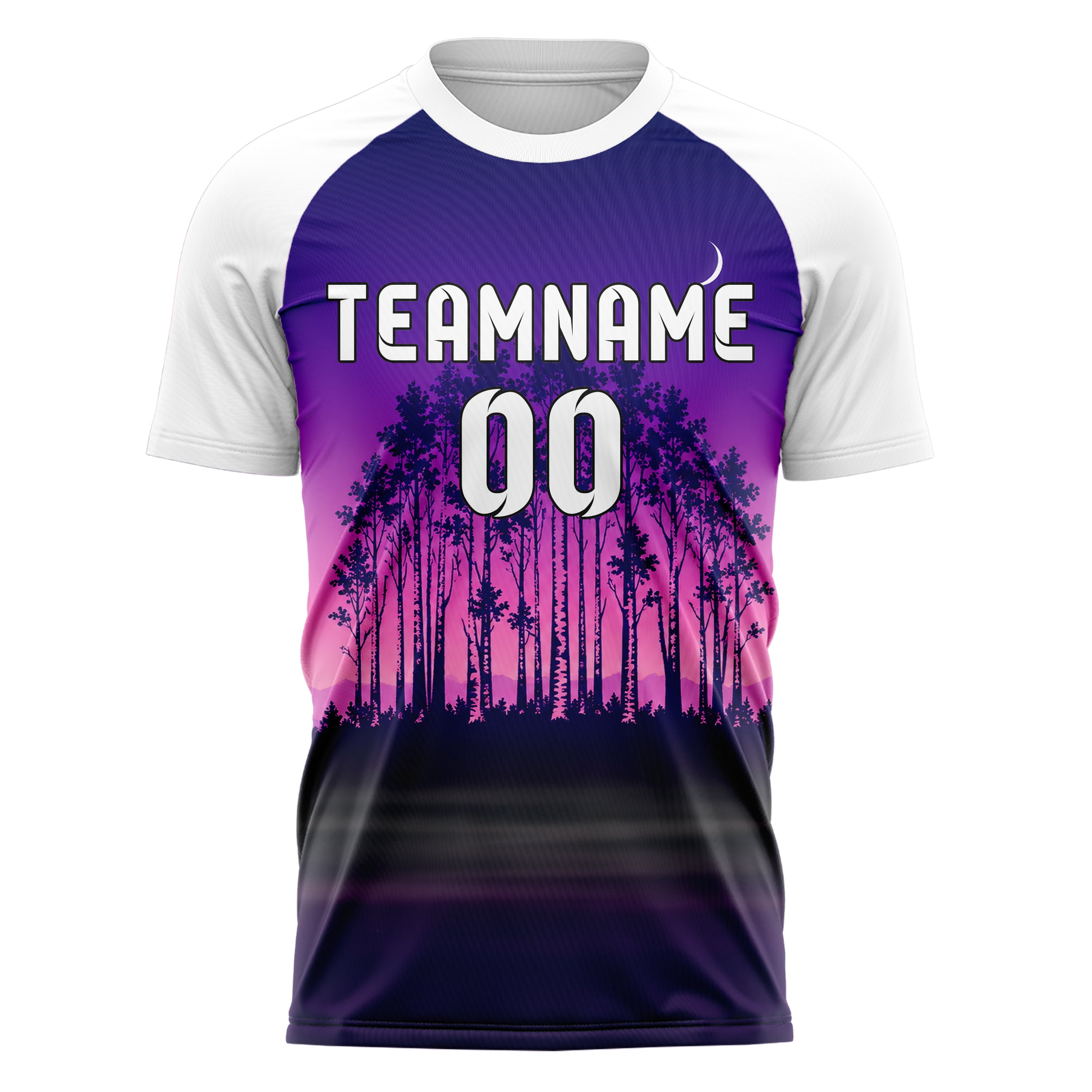 Lila Birch Forest Skyline Design 15-0536 individuelles Fußballtrikot front