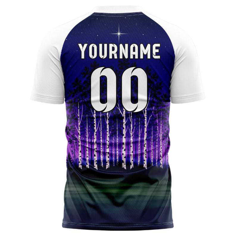 Marineblau Birch Forest Skyline Design 15-0539 individuelles Fußballtrikot back