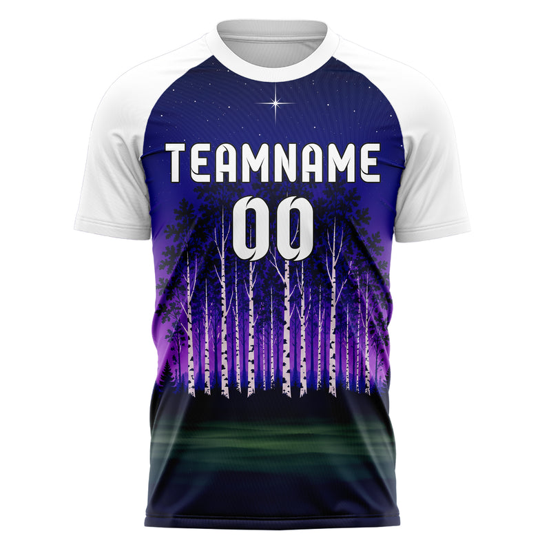 Marineblau Birch Forest Skyline Design 15-0539 individuelles Fußballtrikot front
