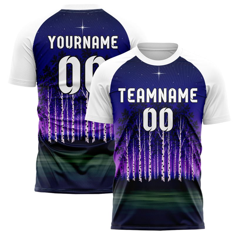 Marineblau Birch Forest Skyline Design 15-0539 individuelles Fußballtrikot main