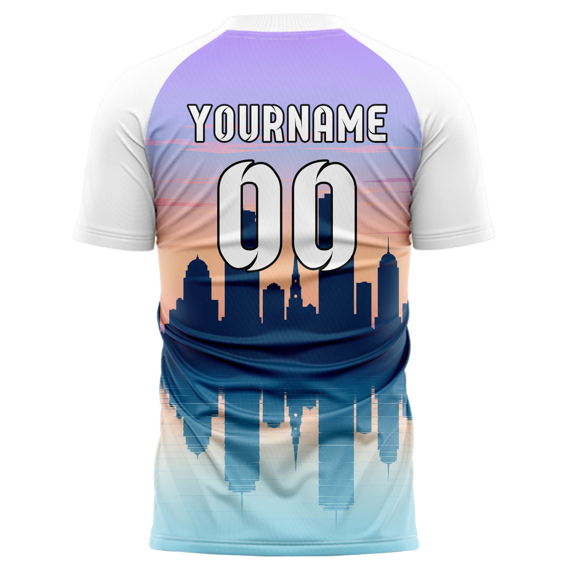 Hellblau Boston Skyline Design 15-0064 individuelles Fußballtrikot back