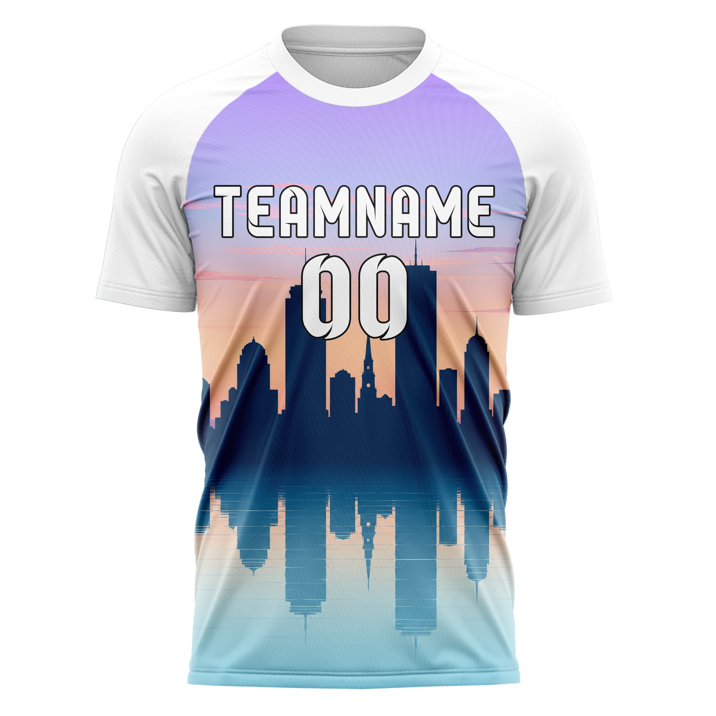 Hellblau Boston Skyline Design 15-0064 individuelles Fußballtrikot front
