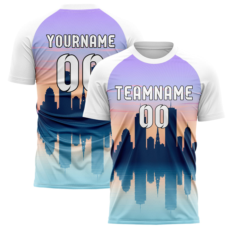 Hellblau Boston Skyline Design 15-0064 individuelles Fußballtrikot main