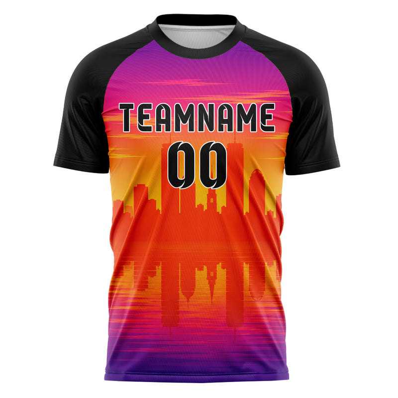 Orange Boston Skyline Design 15-0062 individuelles Fußballtrikot front
