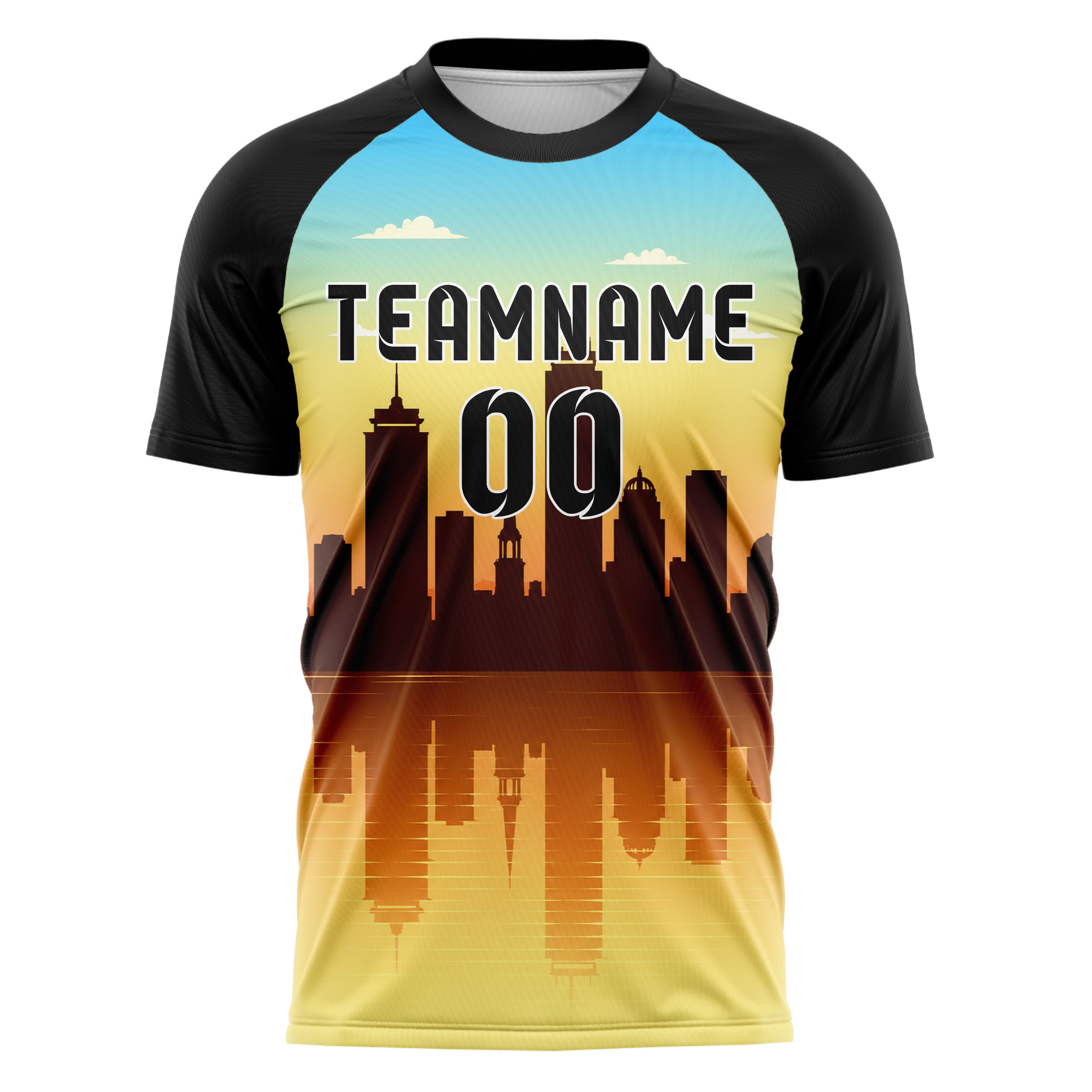 Gelb Boston Skyline Design 15-0065 individuelles Fußballtrikot front