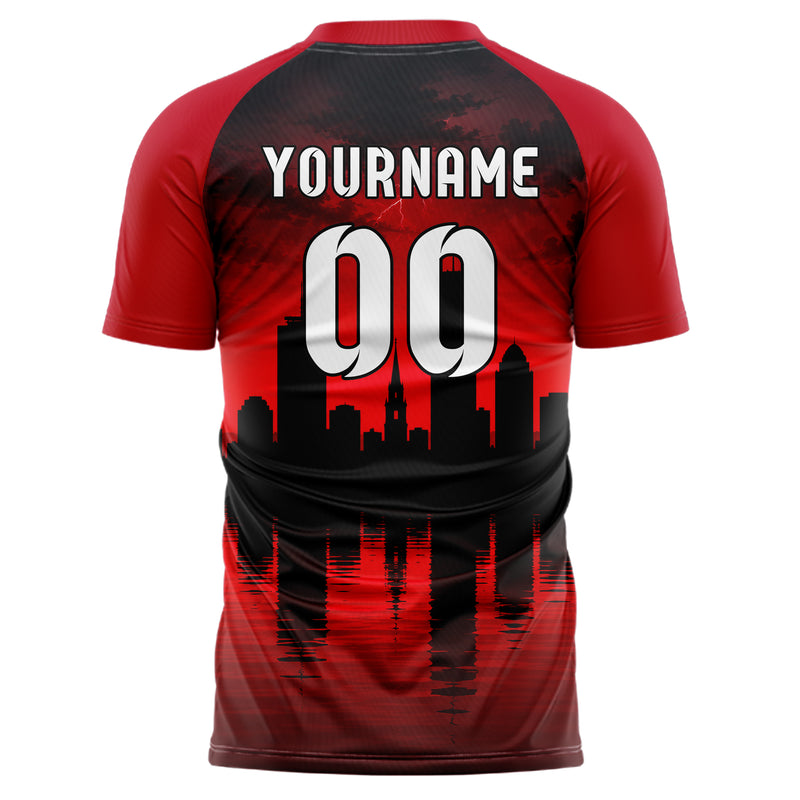 Schwarz Boston Skyline Design 15-0067 individuelles Fußballtrikot back