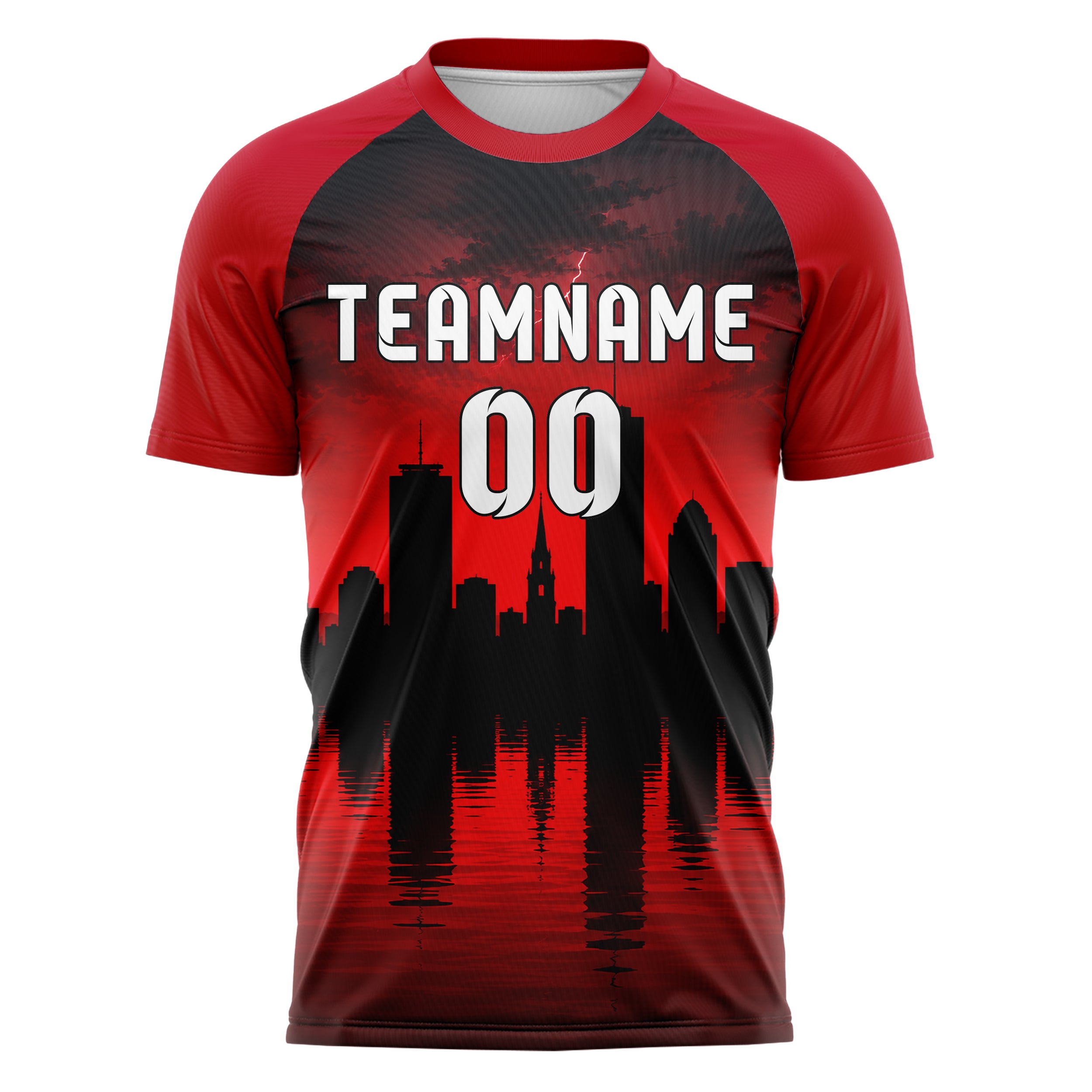 Schwarz Boston Skyline Design 15-0067 individuelles Fußballtrikot front