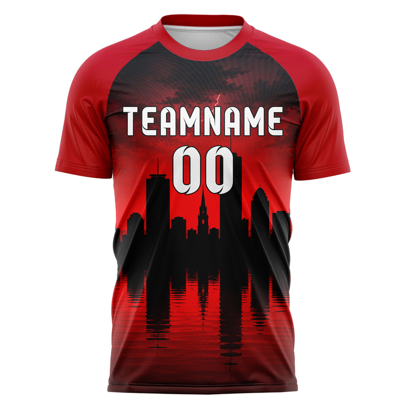 Schwarz Boston Skyline Design 15-0067 individuelles Fußballtrikot front
