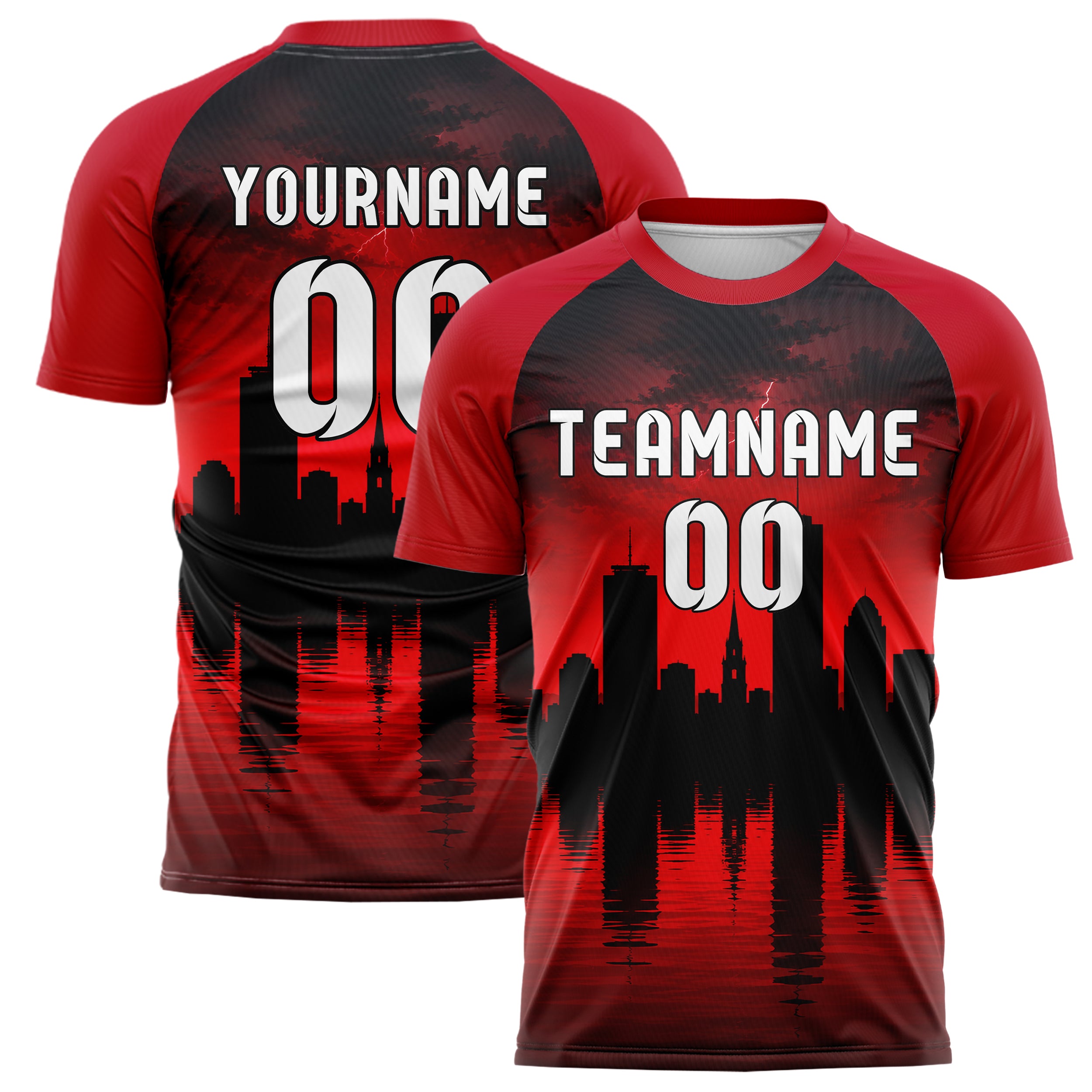 Schwarz Boston Skyline Design 15-0067 individuelles Fußballtrikot main
