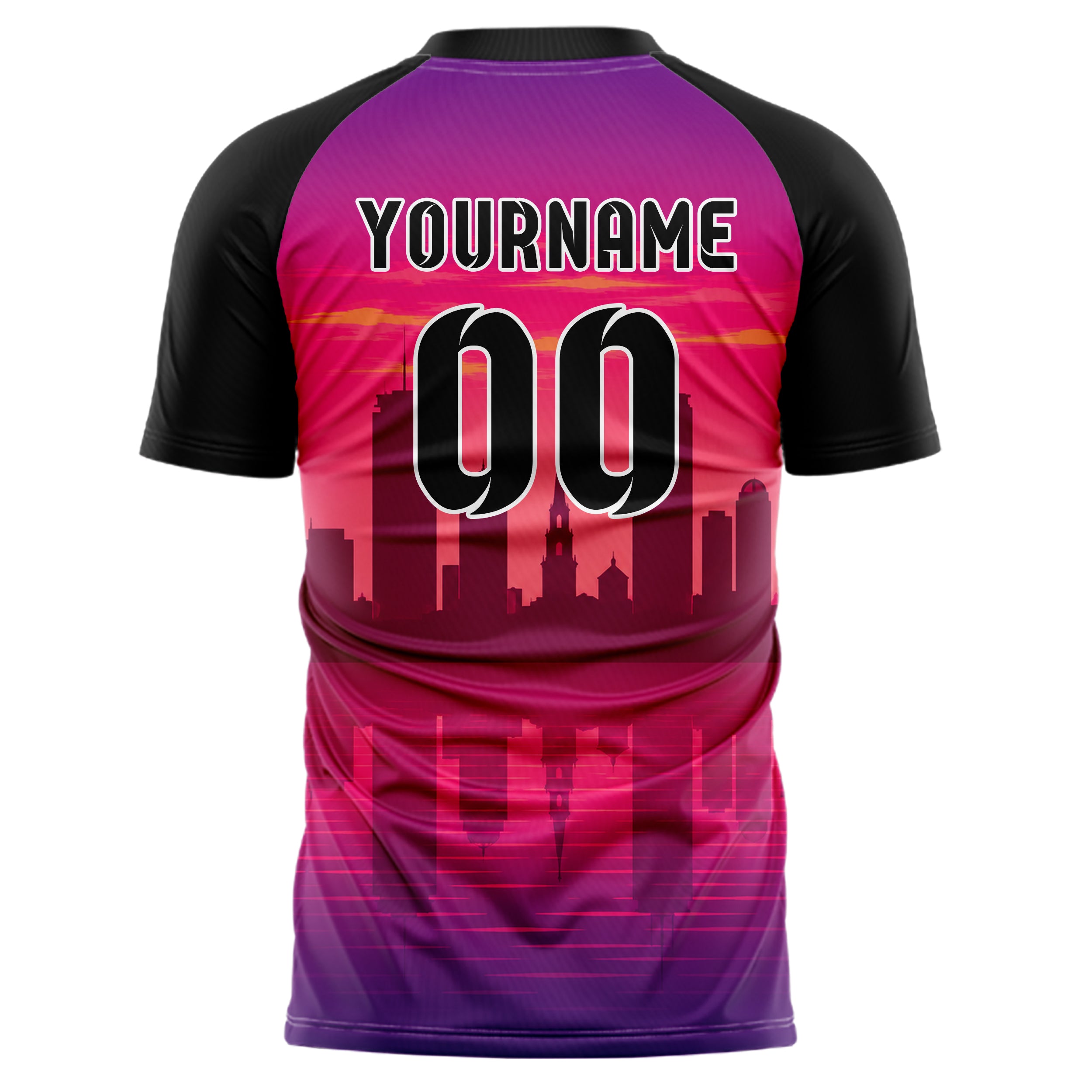 Hot Pink Boston Skyline Design 15-0061 individuelles Fußballtrikot back