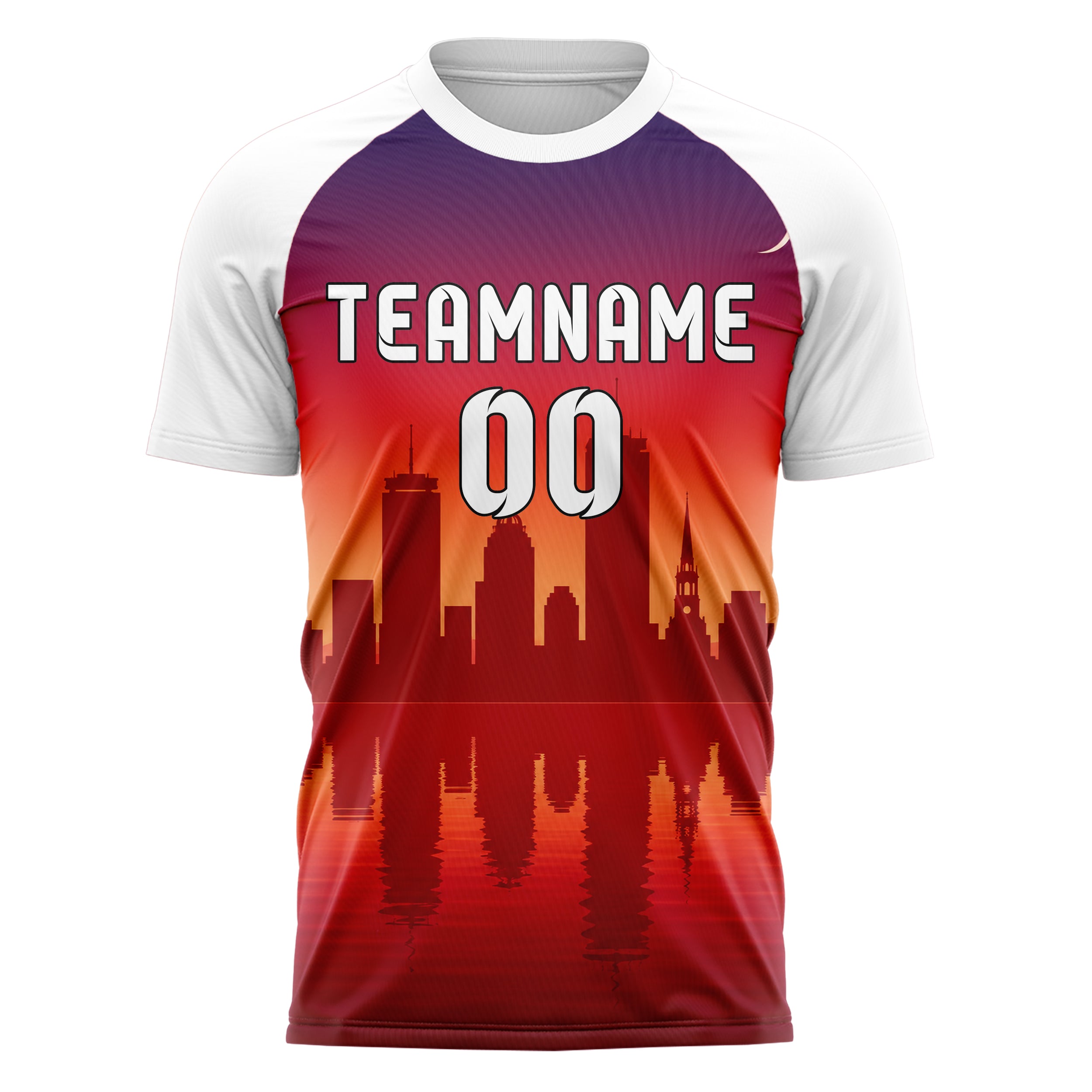Rot Boston Skyline Design 15-0063 individuelles Fußballtrikot front